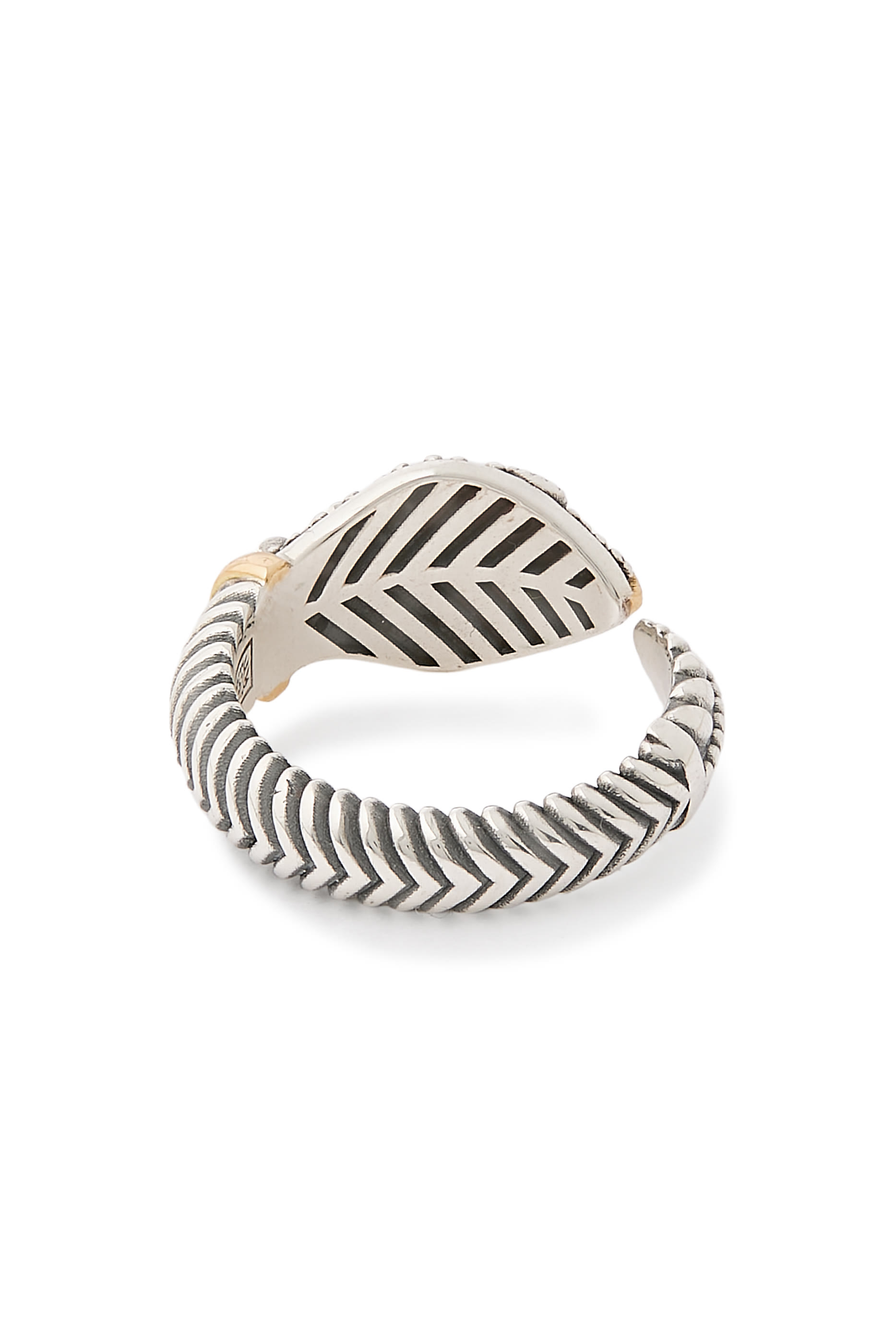 Guardian Snake Ring, 18K Yellow Gold, Sterling Silver, Green Onyx & Diamonds