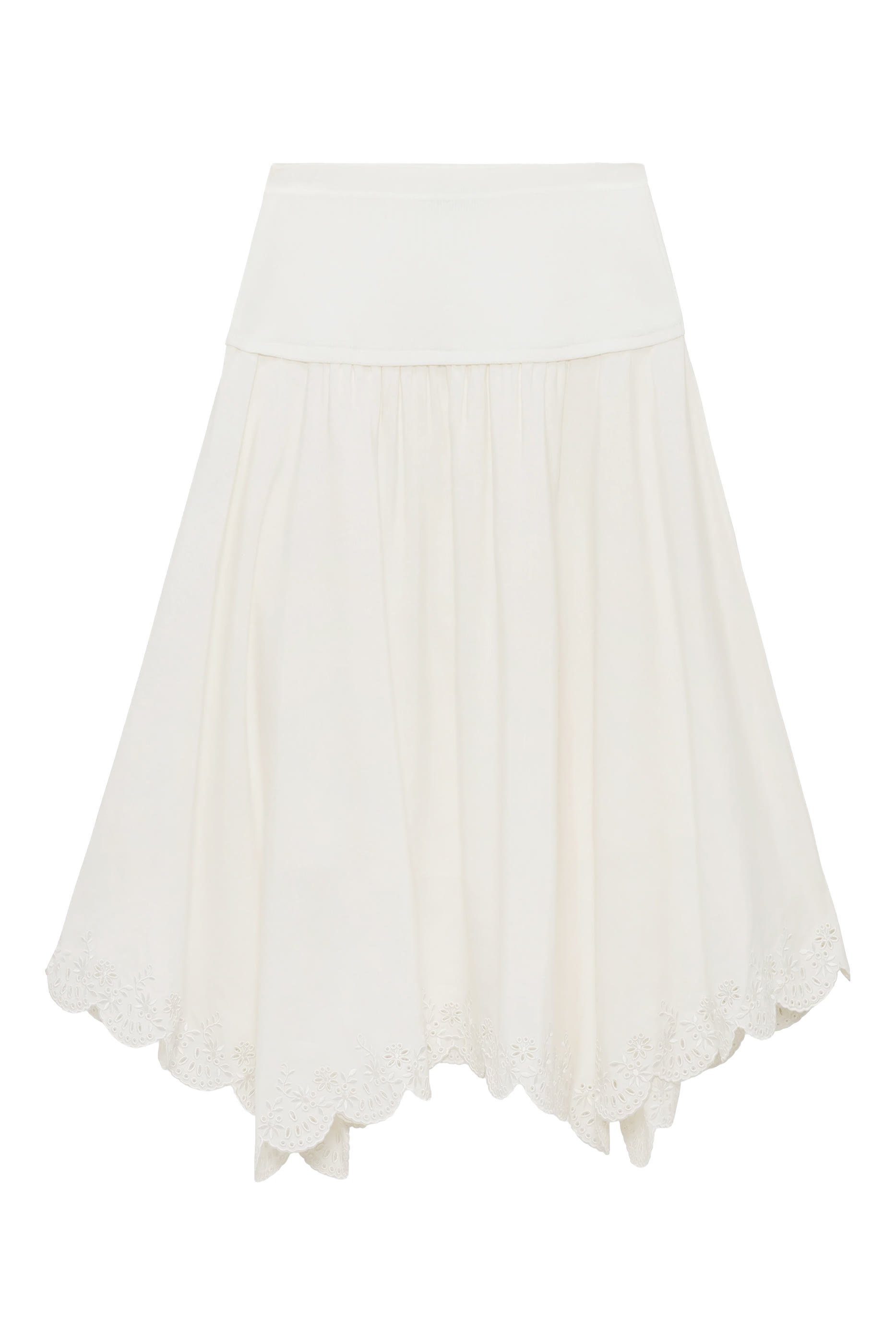  Haven Embroidered Linen Knit Skirt 
