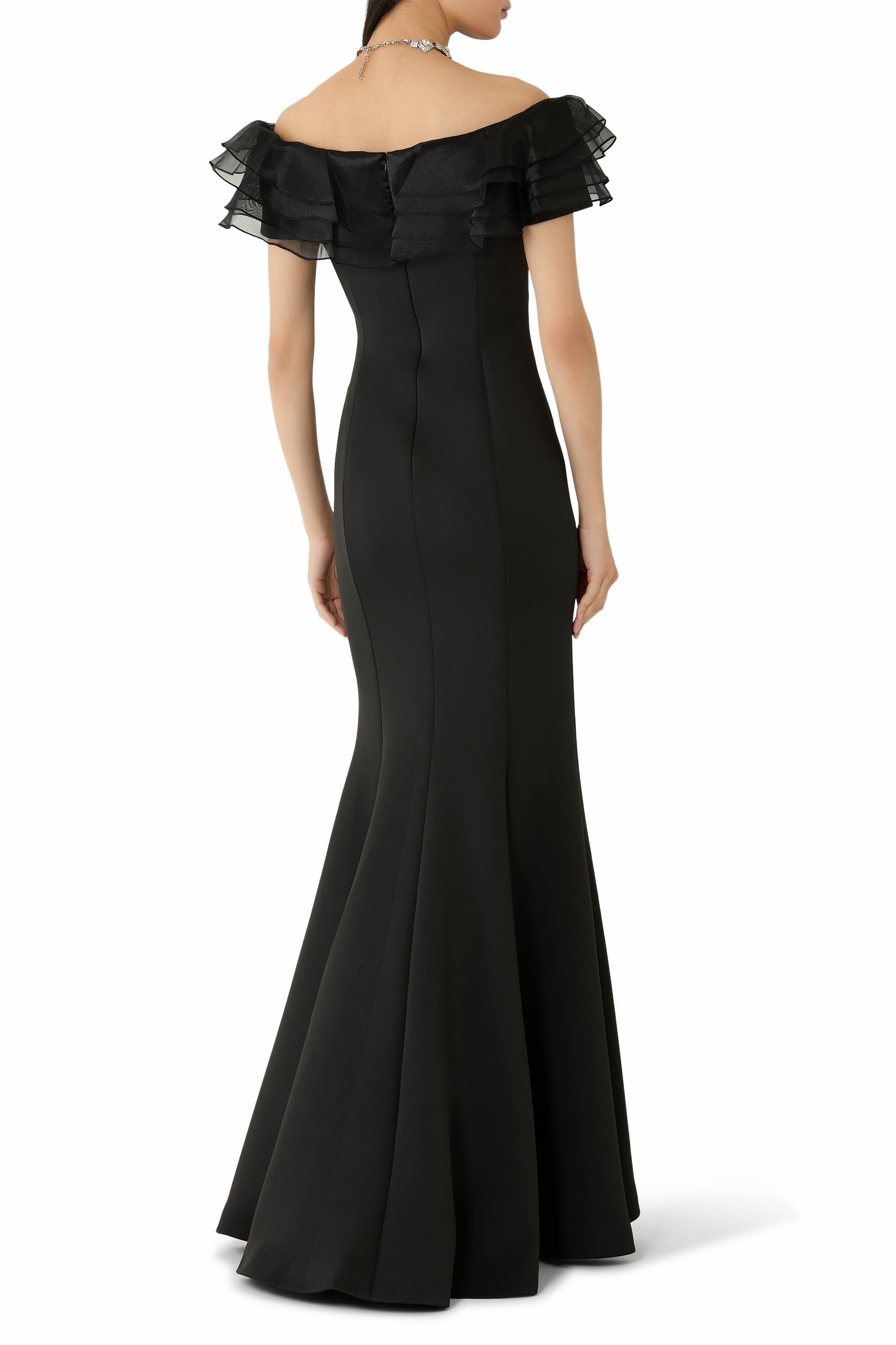 Ruffle Off-Shoulder Gown