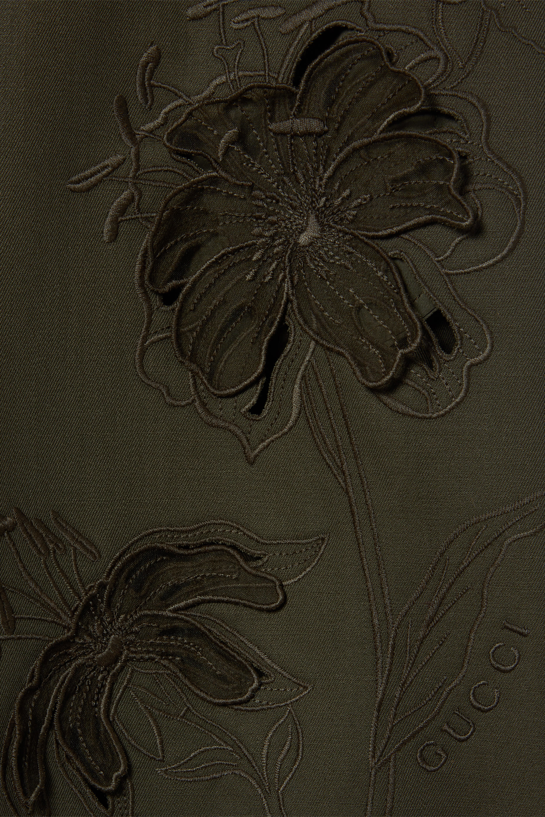 Floral Embroidered Wool Mohair Skirt