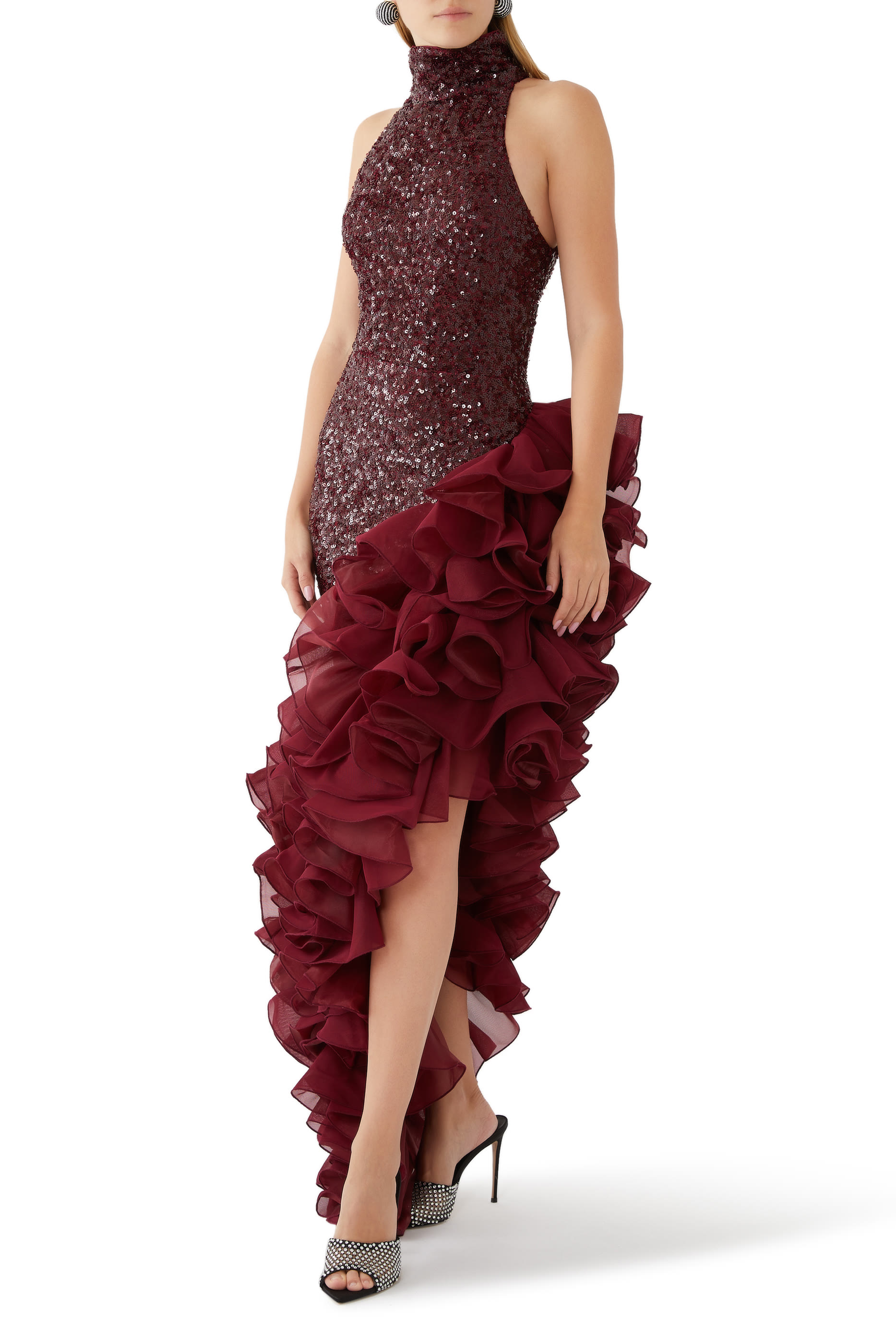 Sequins Midi Ruffle Dress