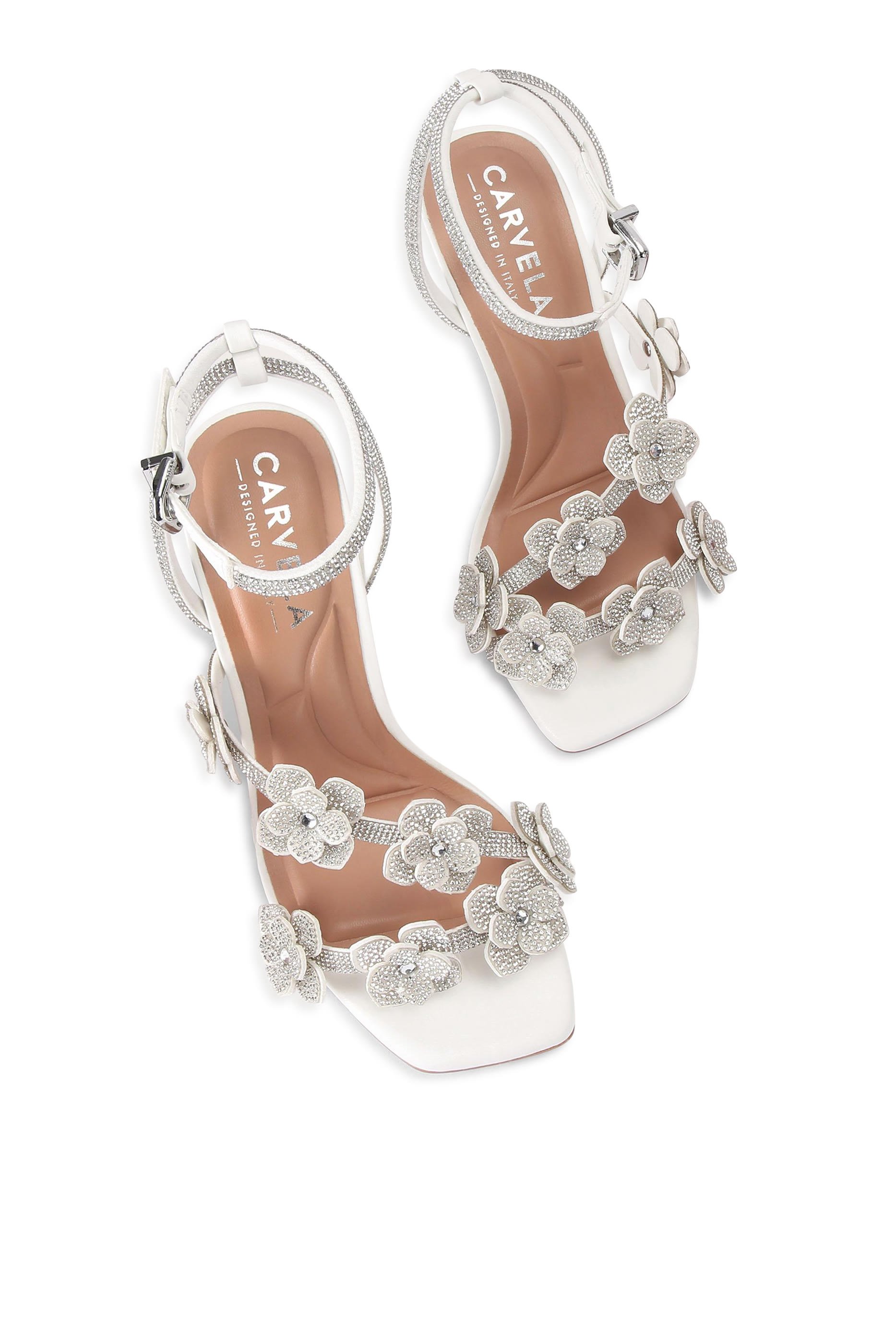 Petalo 90 Silver Crystal Sandals