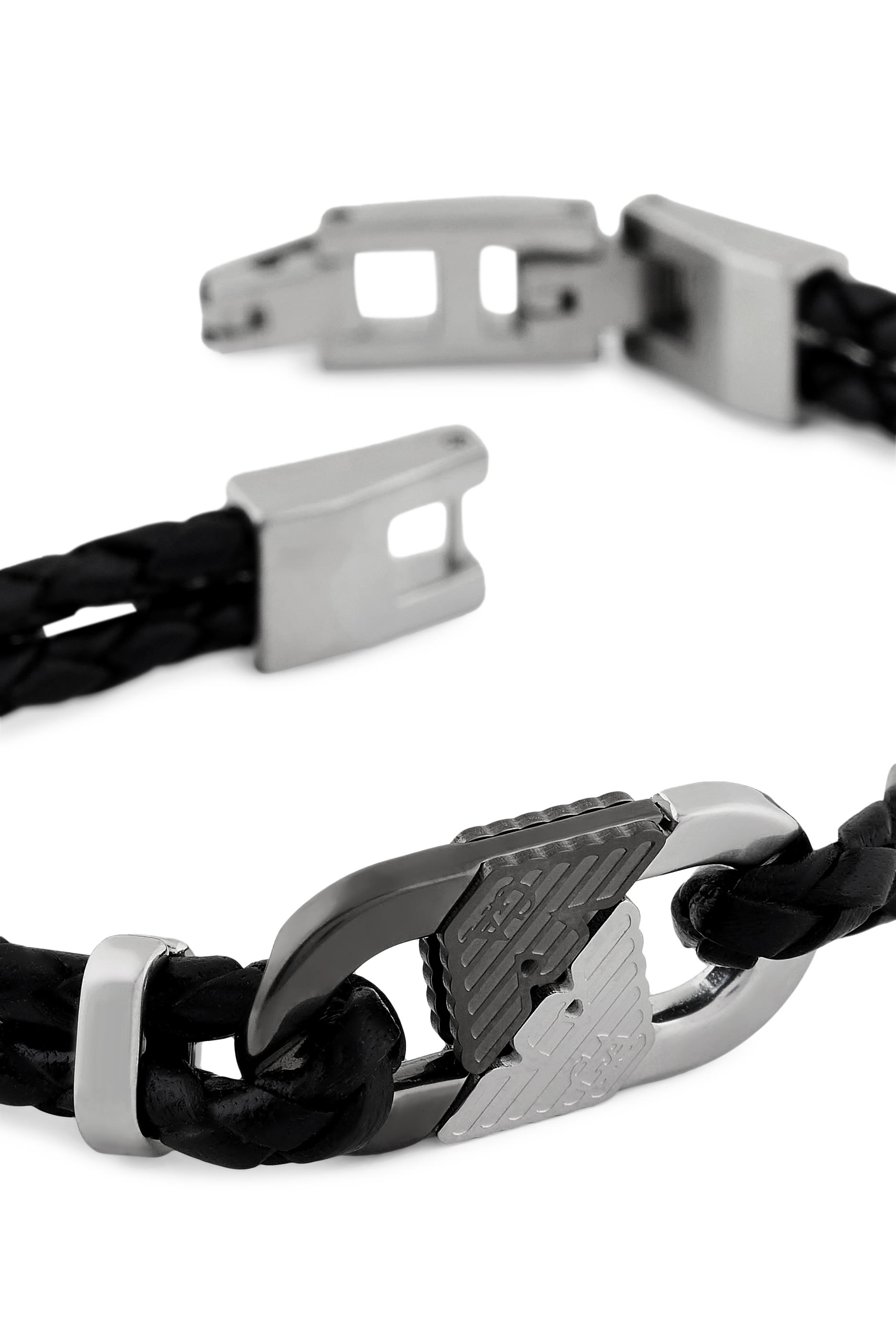 Eagle Logo Braided Bracelet, Leather & Metal