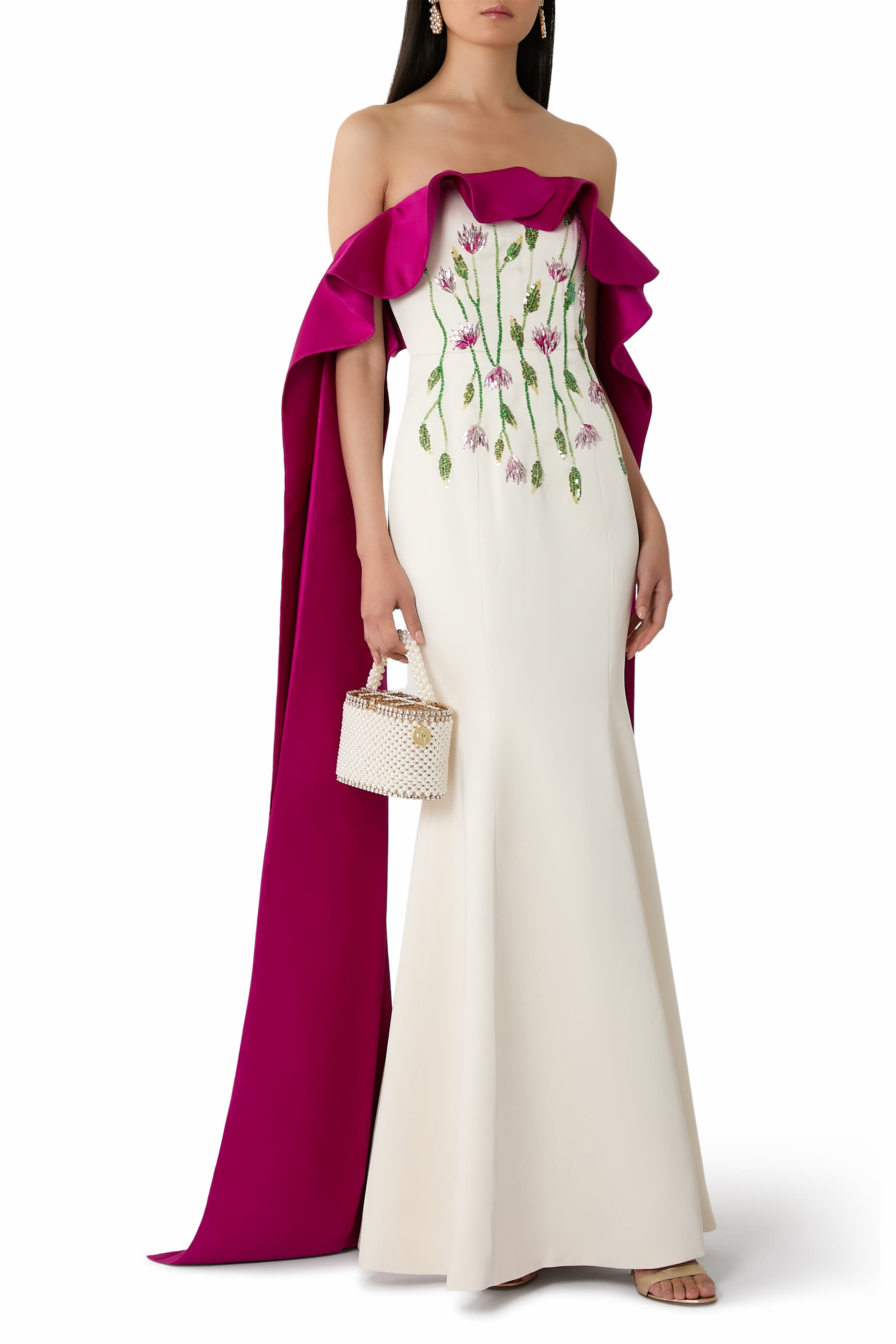 Off-Shoulder Ruffle Gown 