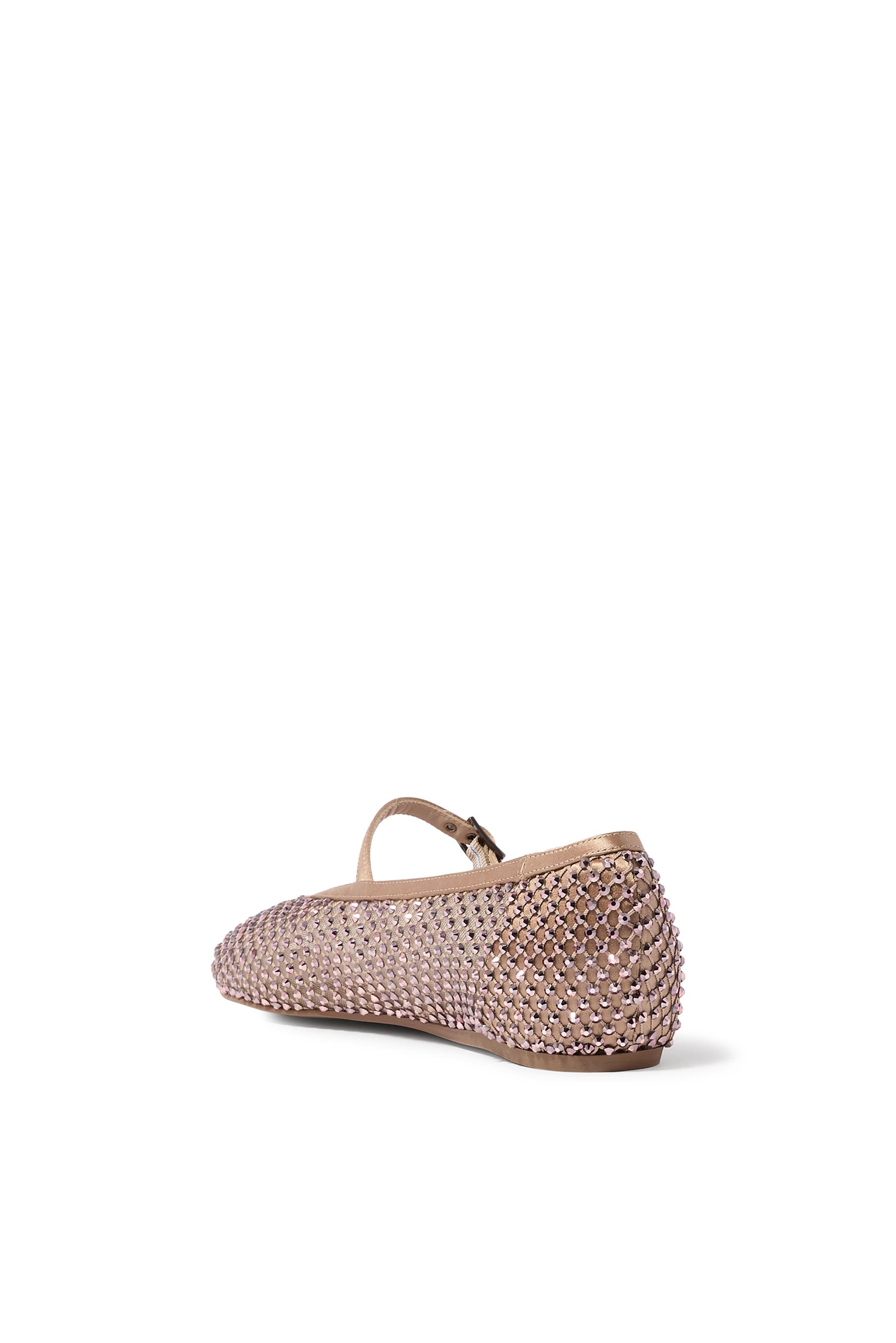 Pewter Fishnet Ballet Flat with Crystals