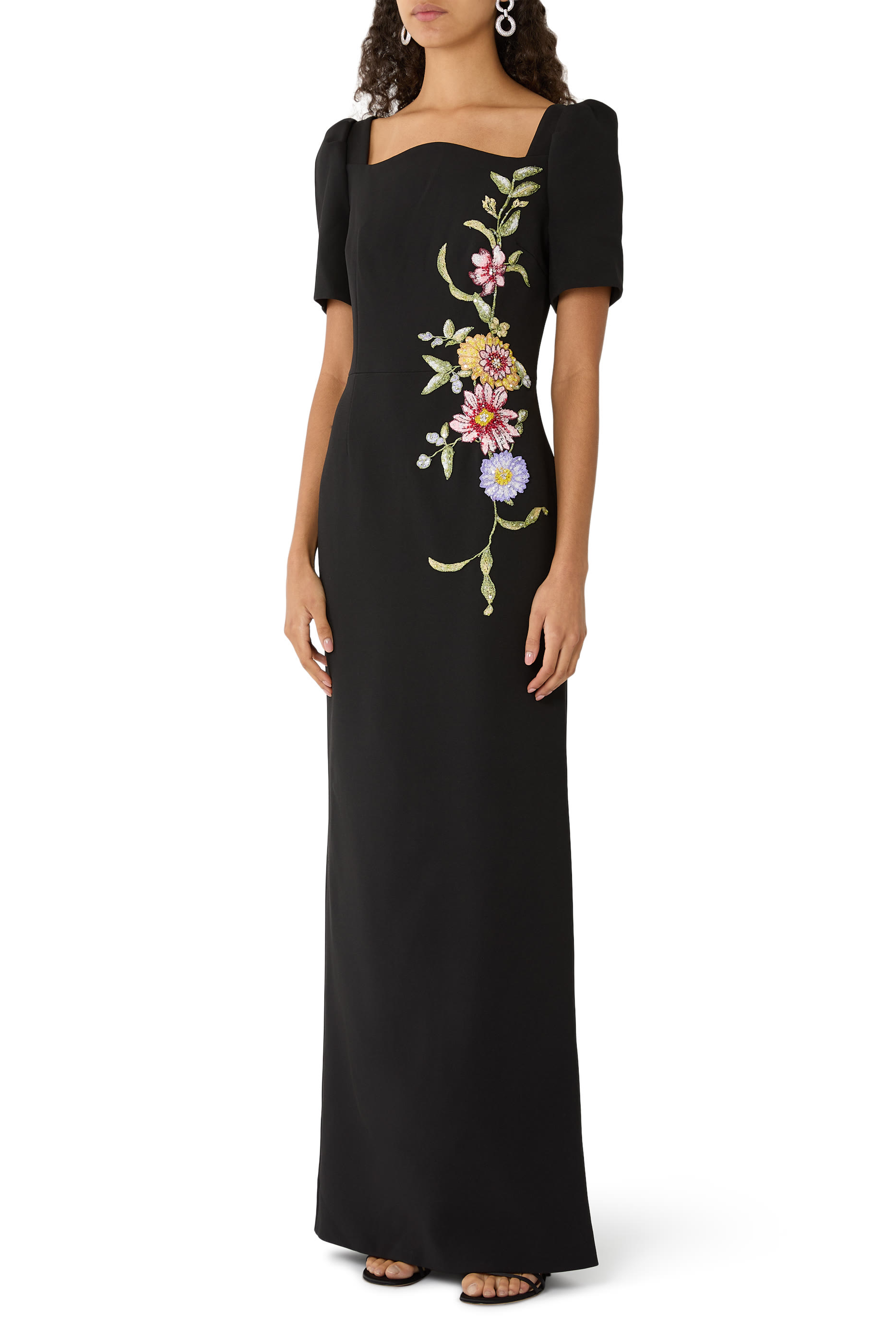 Scallop Stretch Crepe Gown