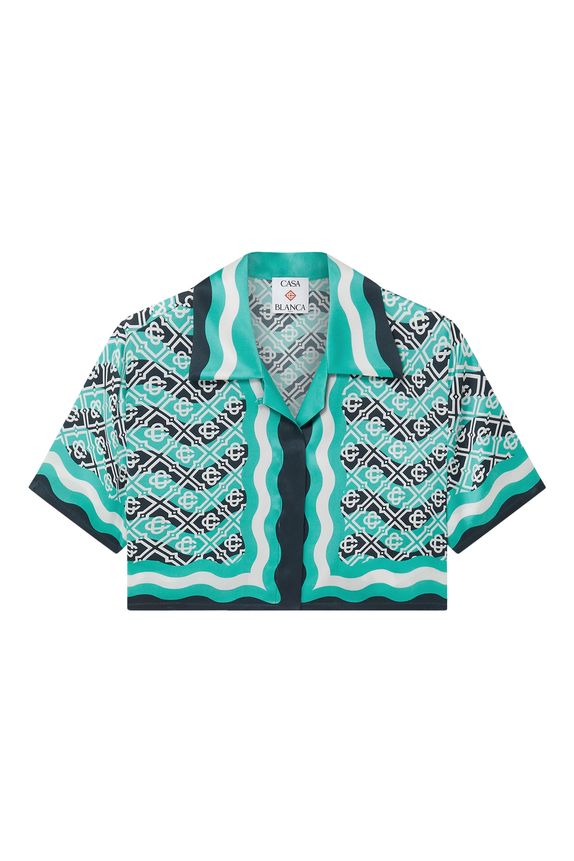 Monogram Wave Cropped Silk Shirt