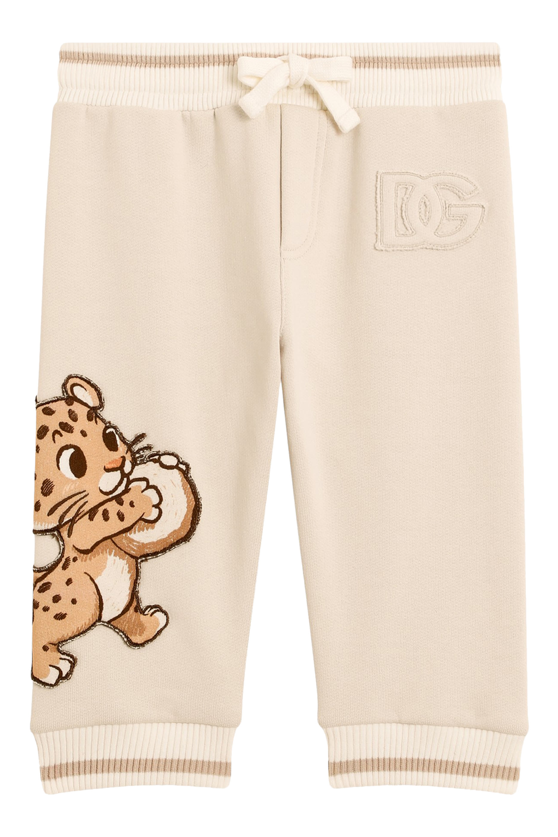 Kids DG Patch and Leopard Print Oversized Fleece Trousers