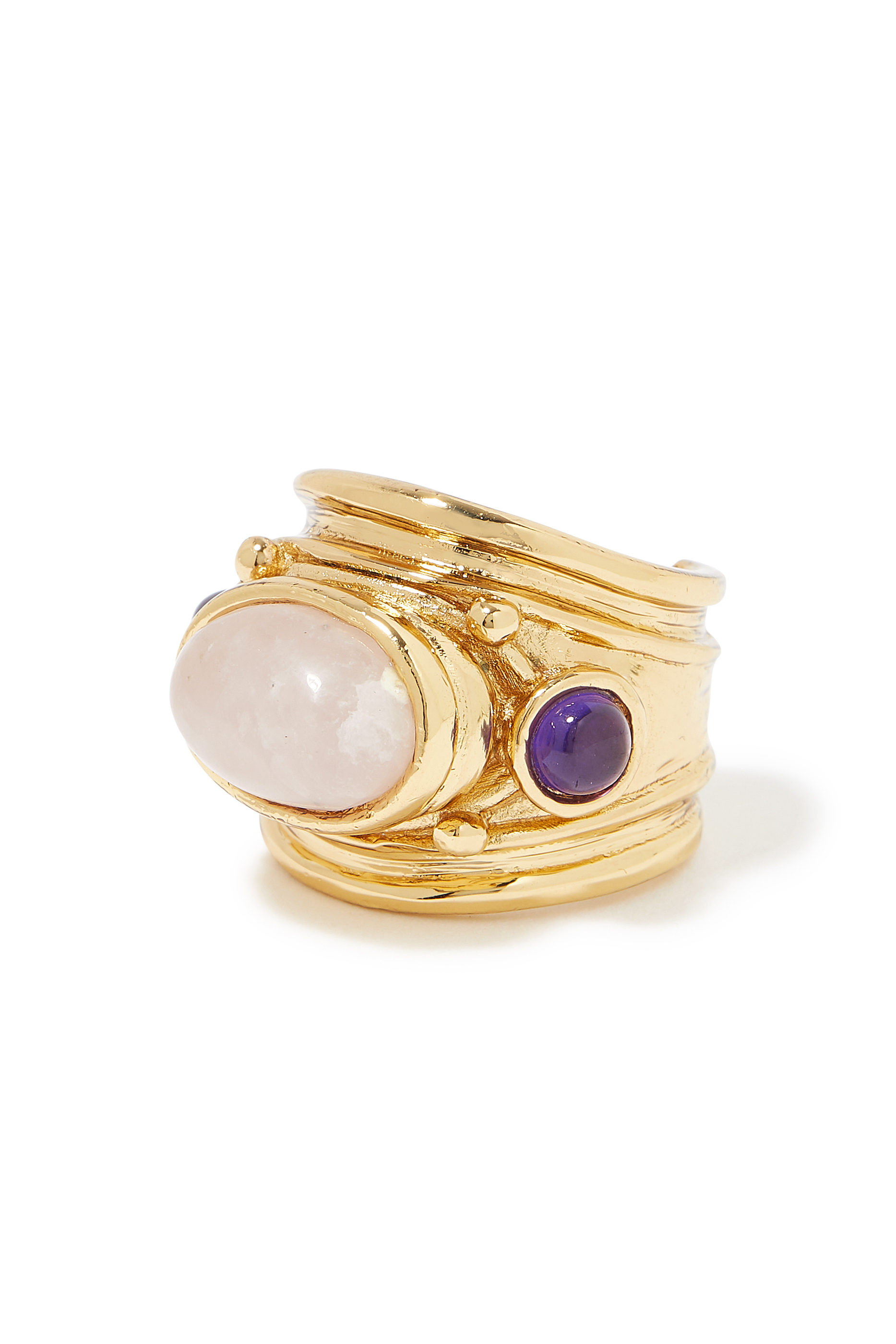 Simone Ring, 24k Gold-Plated Brass & Gemstones