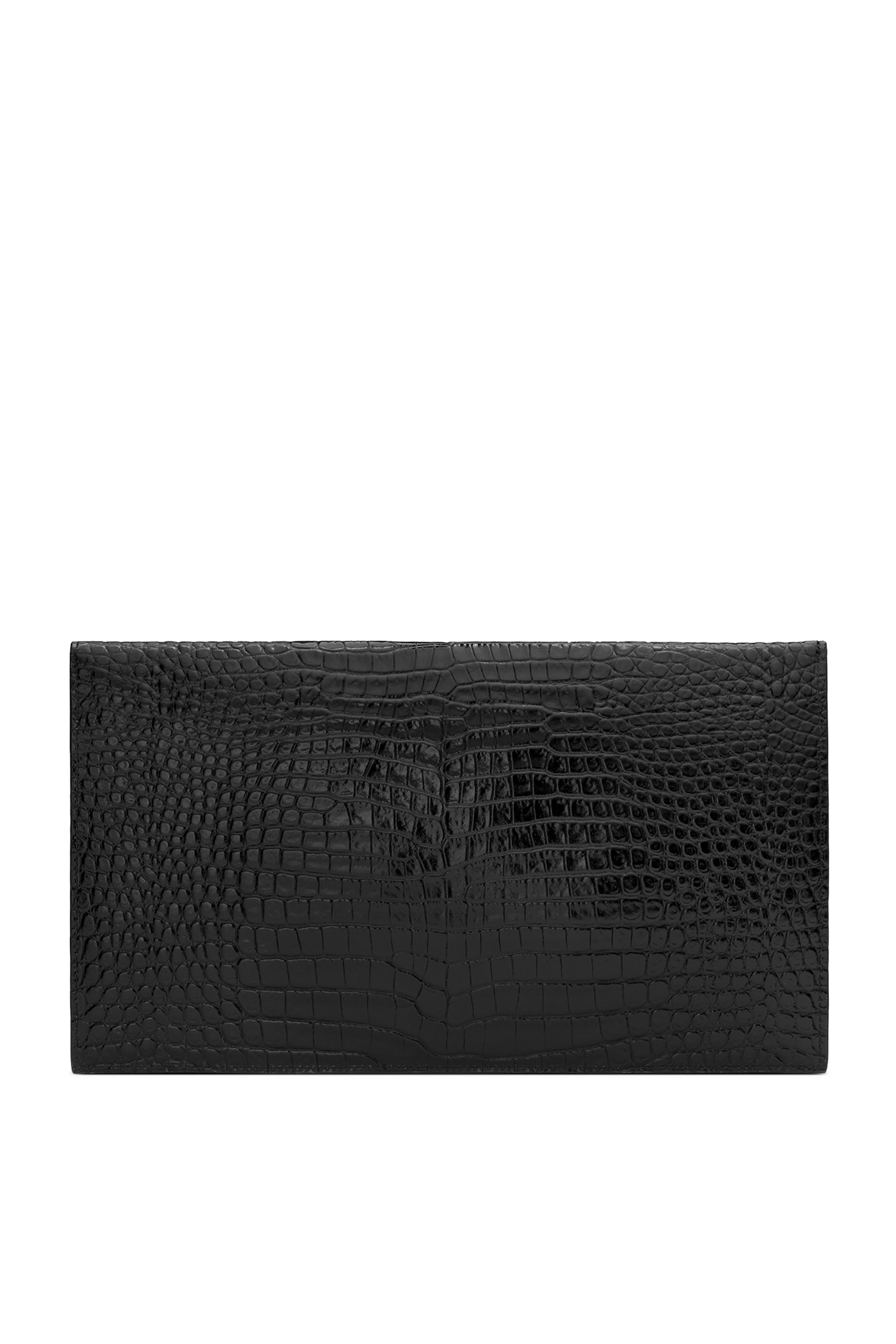 Uptown Pouch in Crocodile-Embossed Shiny Leather
