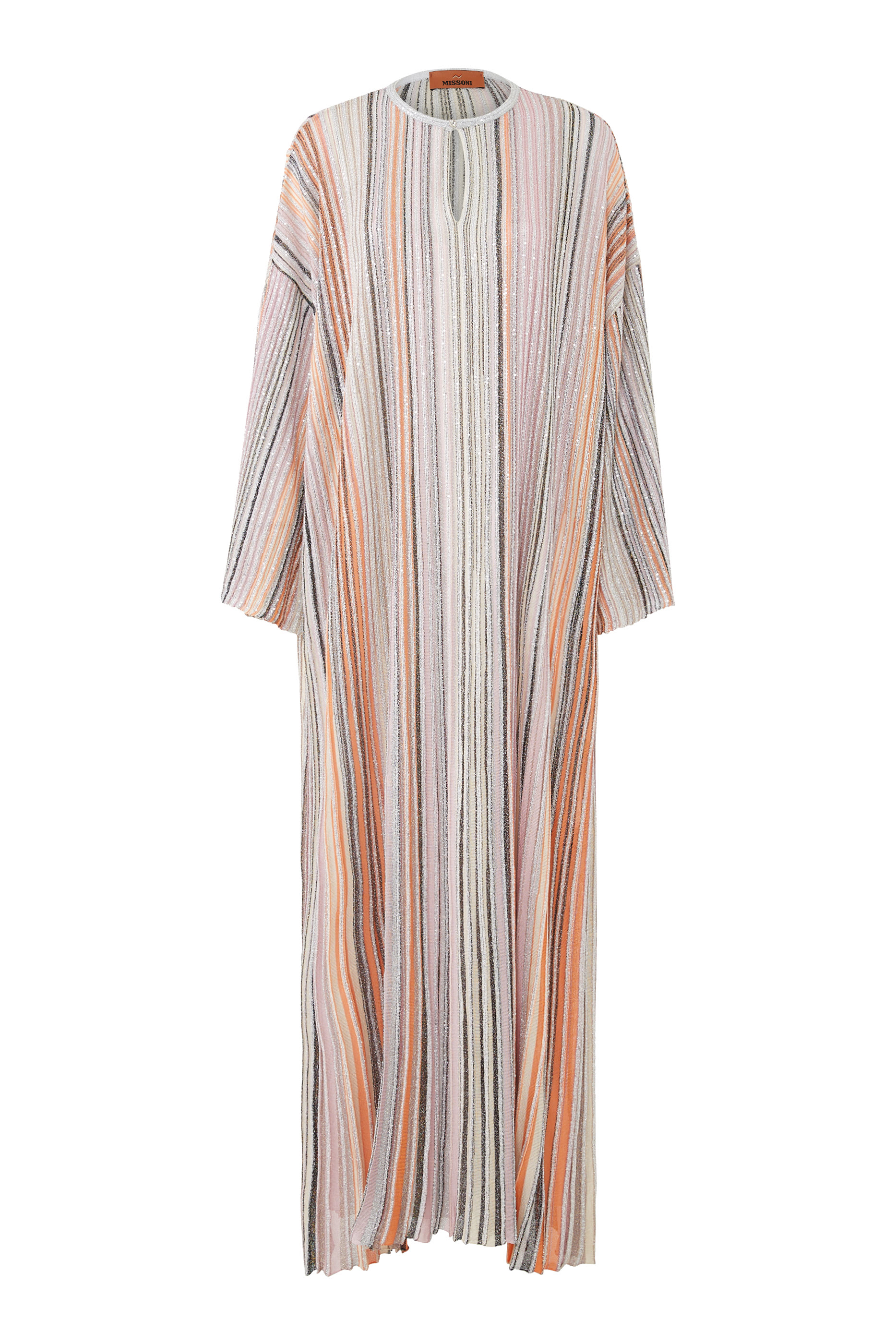 Partialized Sequinned Knit Long Sleeve Kaftan 