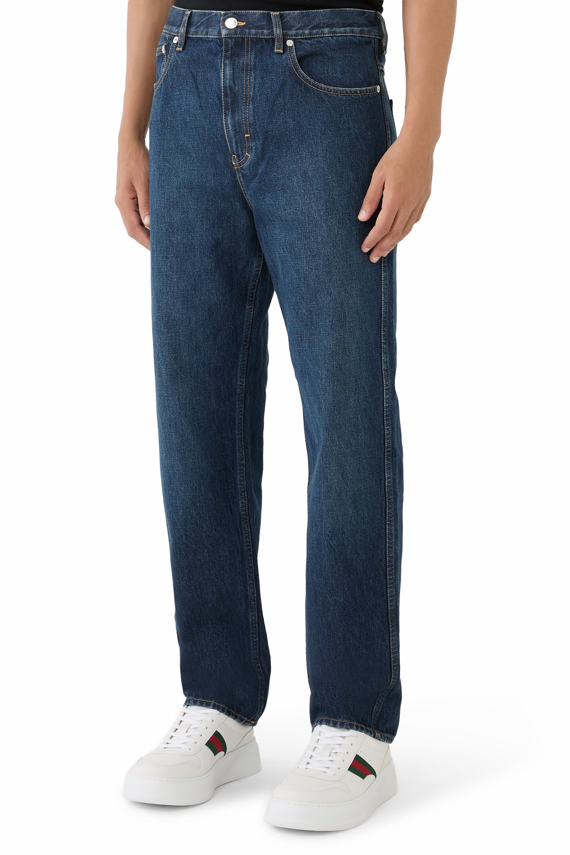 Logo Slim-Fit Cotton Denim Trousers