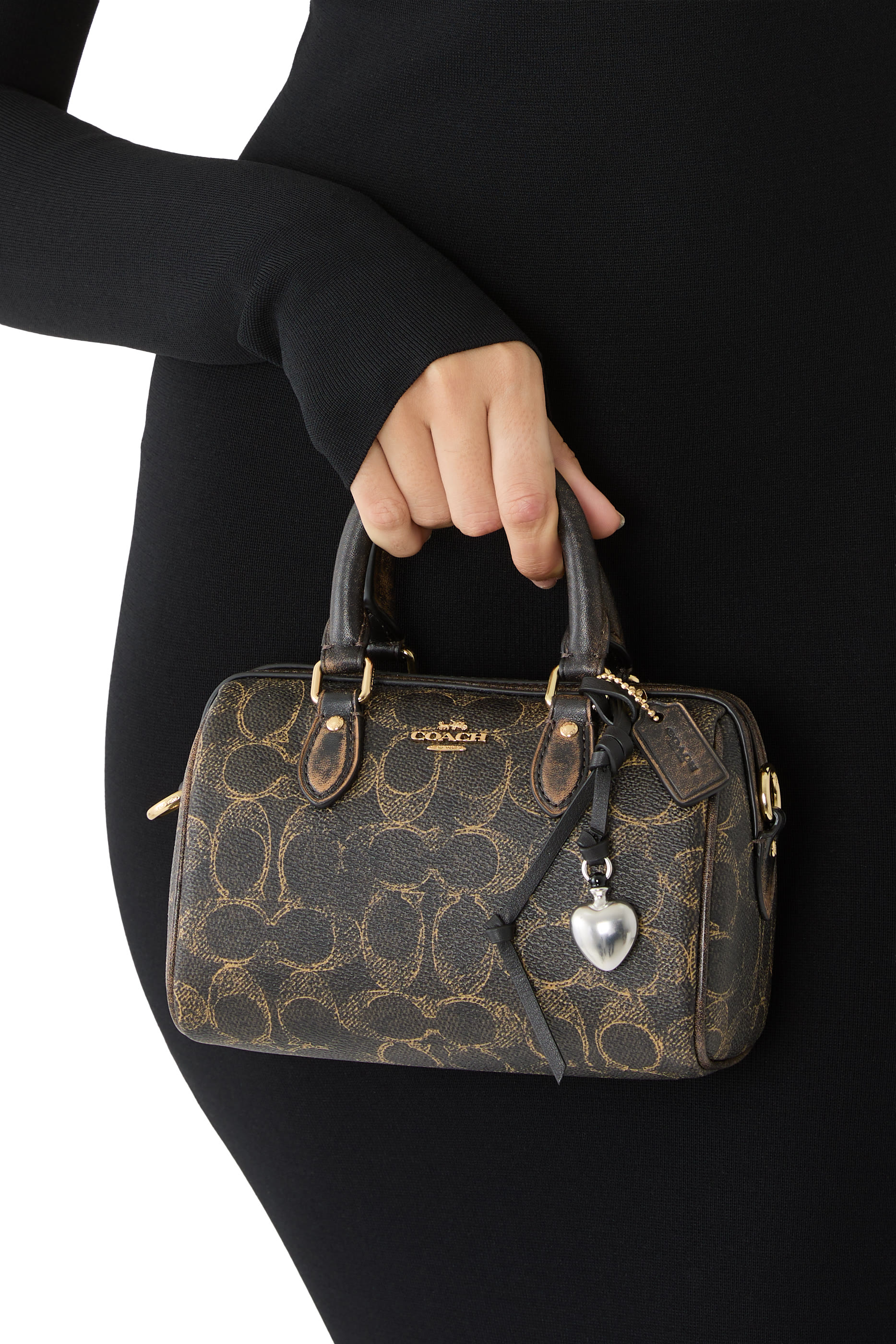 Mini Rowan Crossbody Bag in Loved Signature Canvas with Charms 