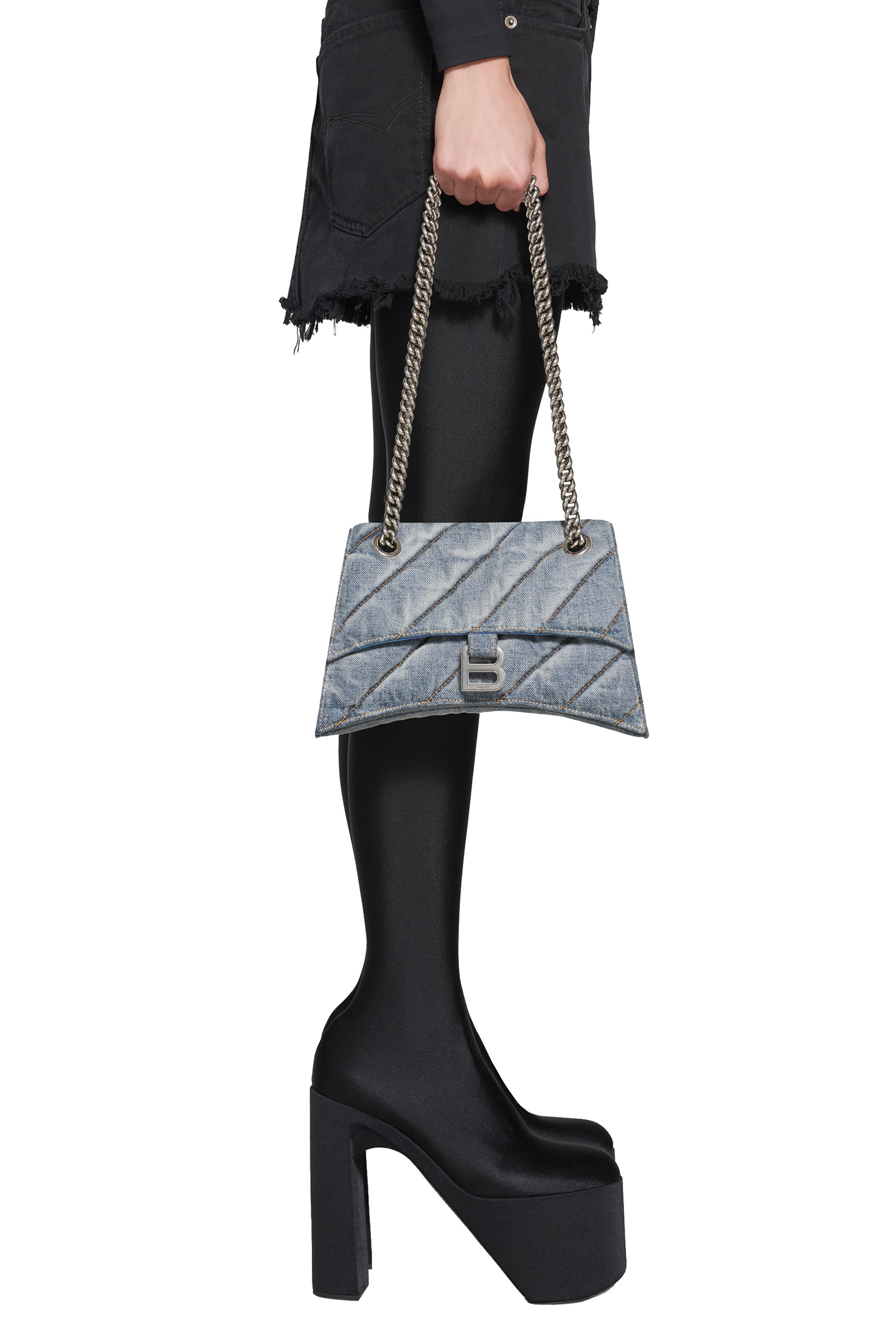 Crush Denim Small Chain Bag