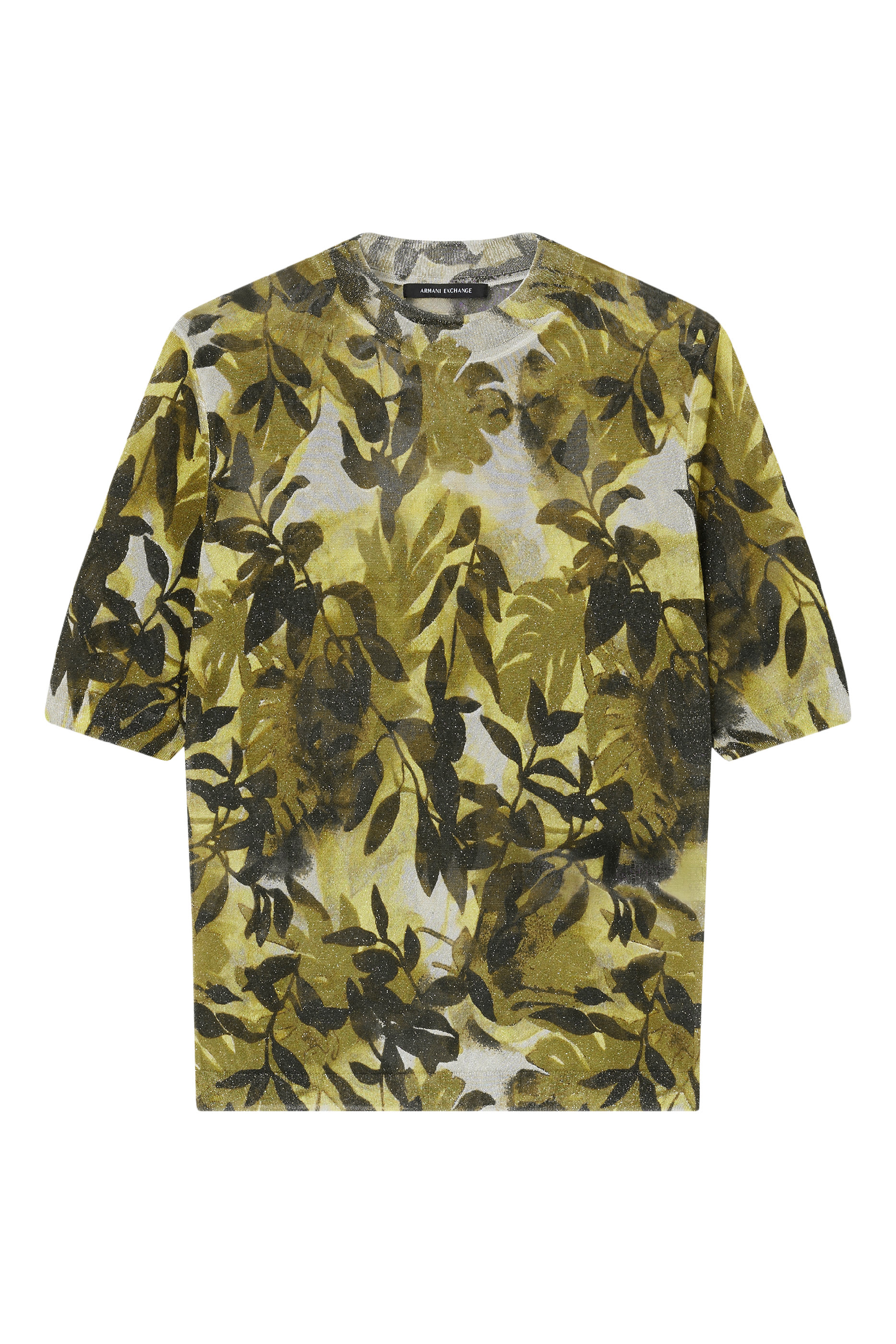 Ibiza Leaves Print Short Sleeves Top