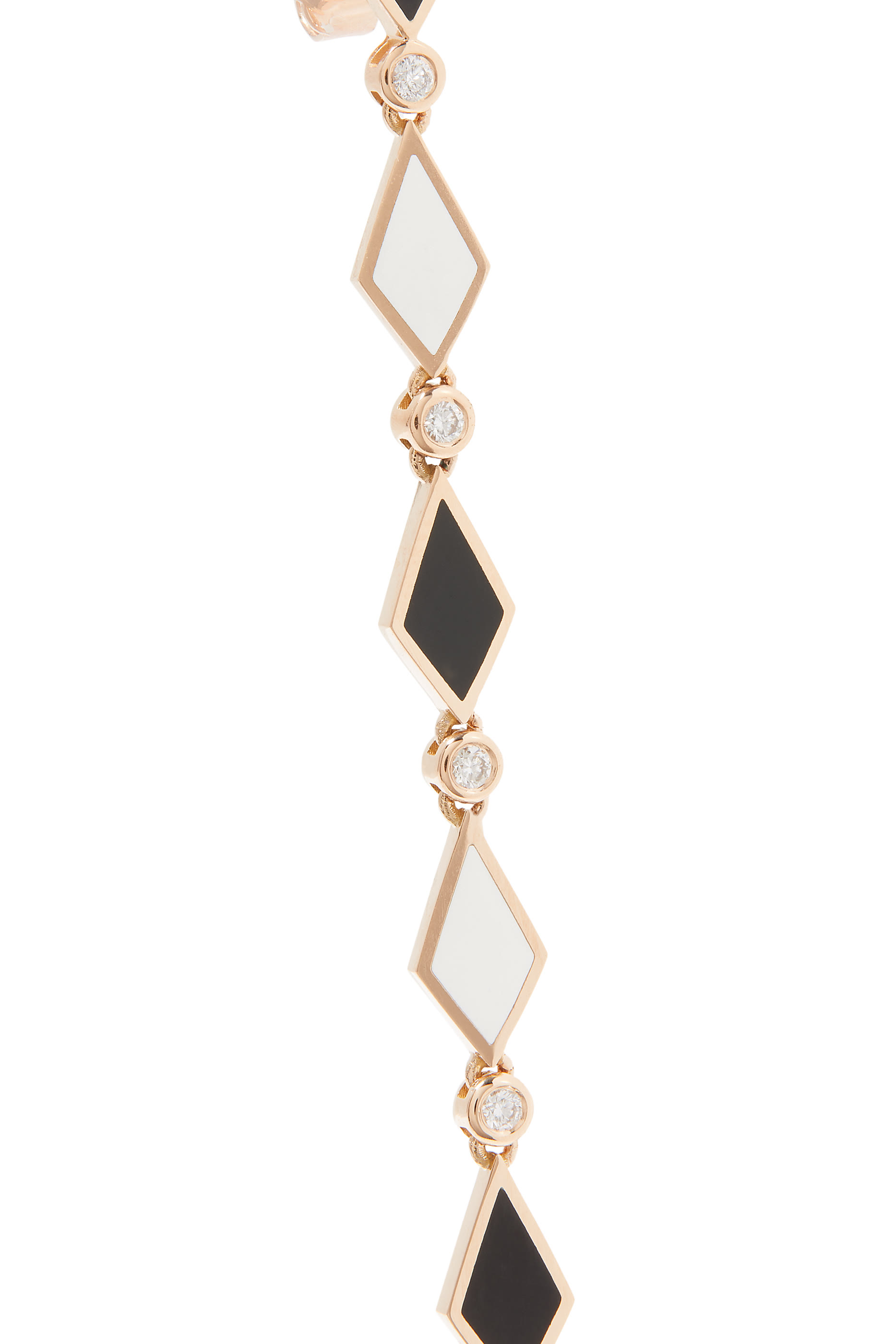 Mosaic Long Earrings, 18K Rose Gold & Diamonds