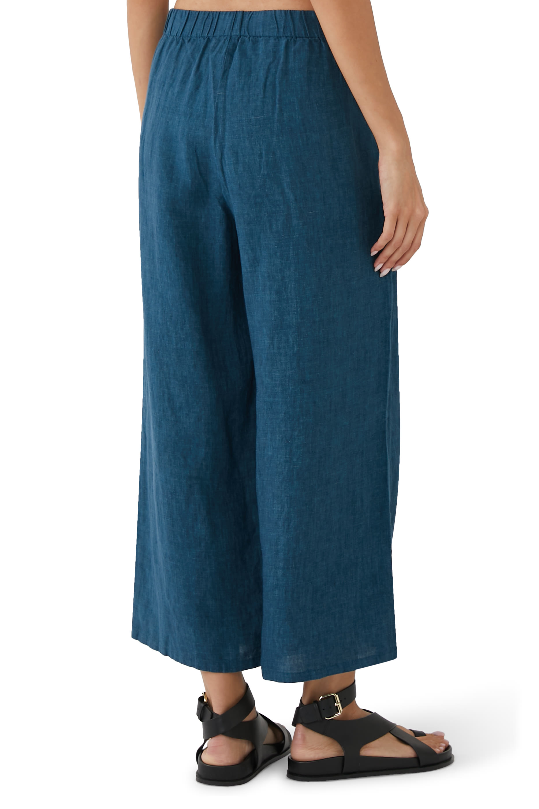 Washed Organic Linen D&eacute;lav&eacute; Wide-Leg Pant