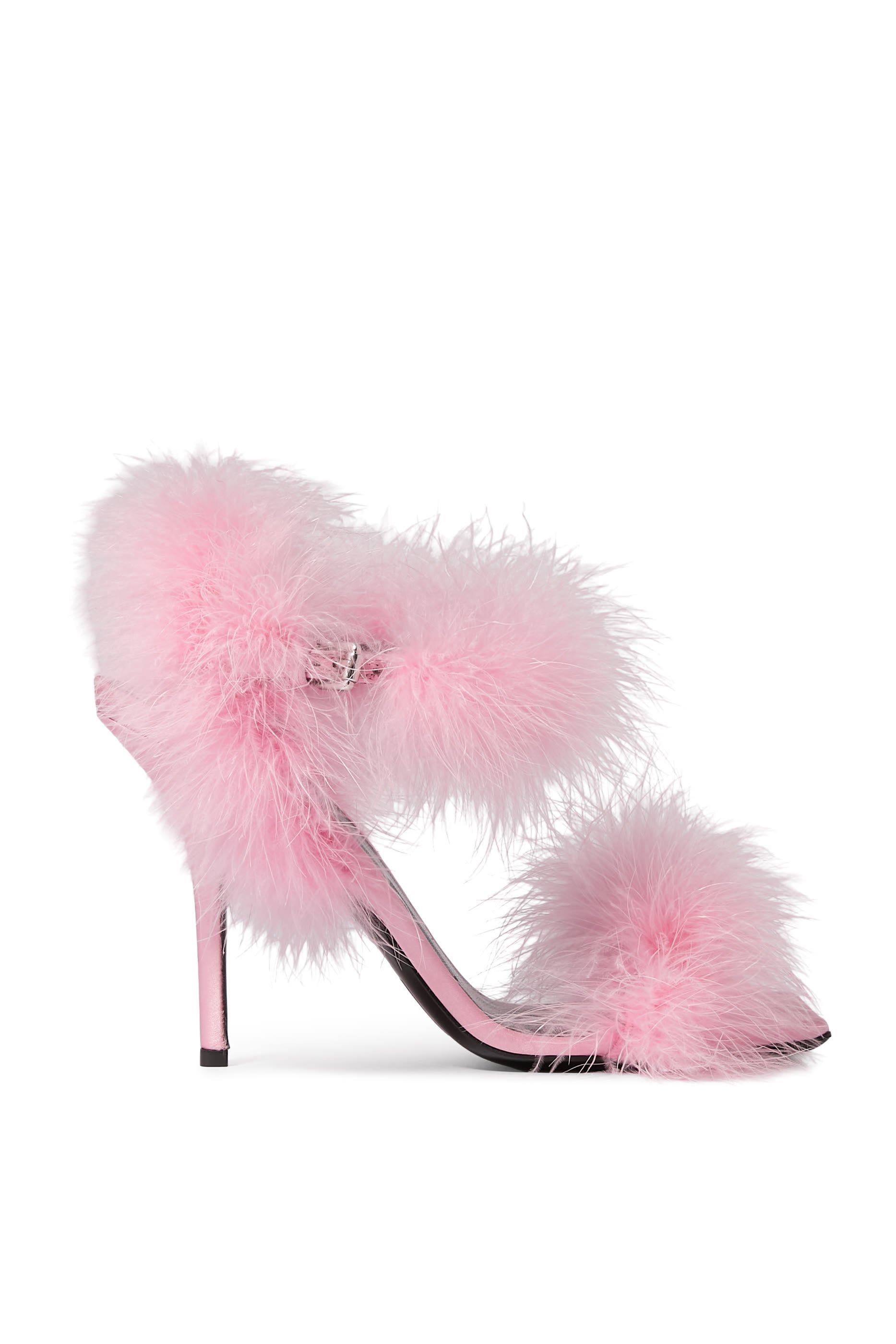 Satin 100 Sandals with Feathers