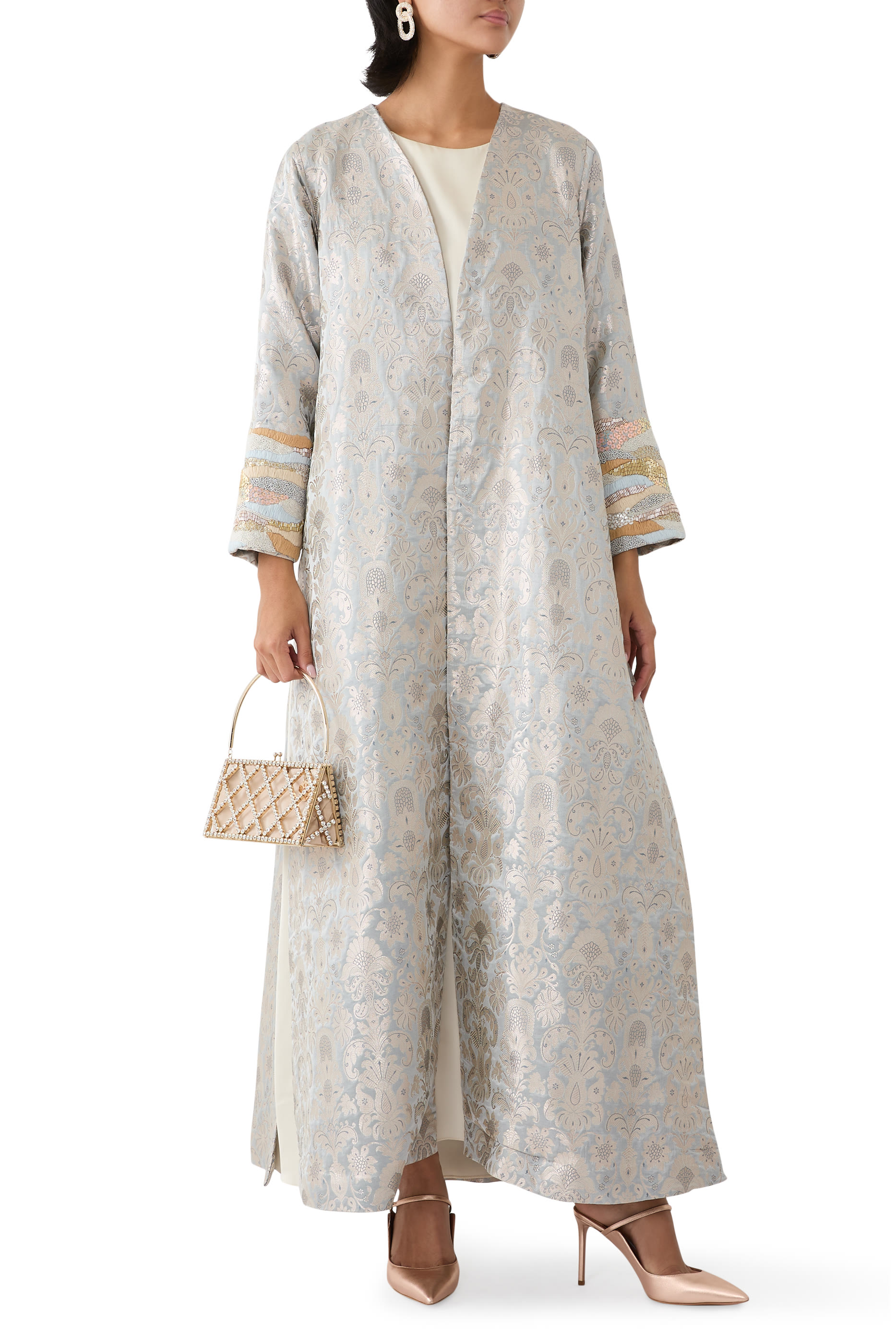 Embellished Sleeves Detail Long Coat