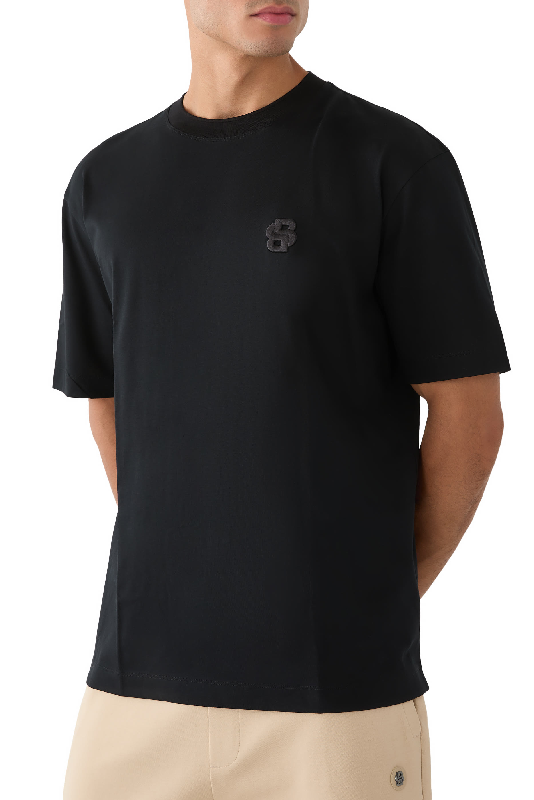 Mercerised-Cotton T-Shirt with Double B Monogram