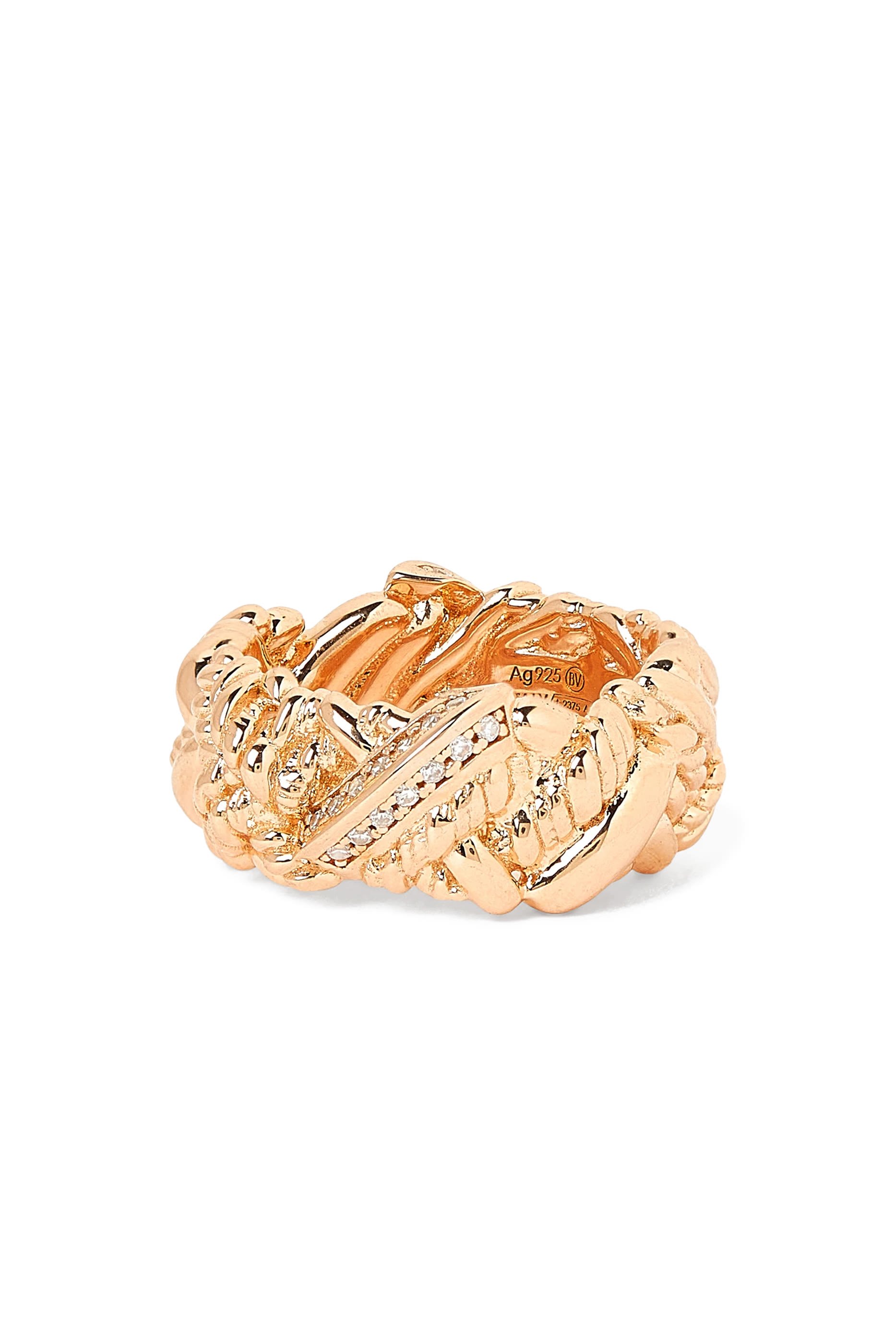 Intreccio Ring, 18k Gold-Finish Sterling Silver & Cubic Zirconia