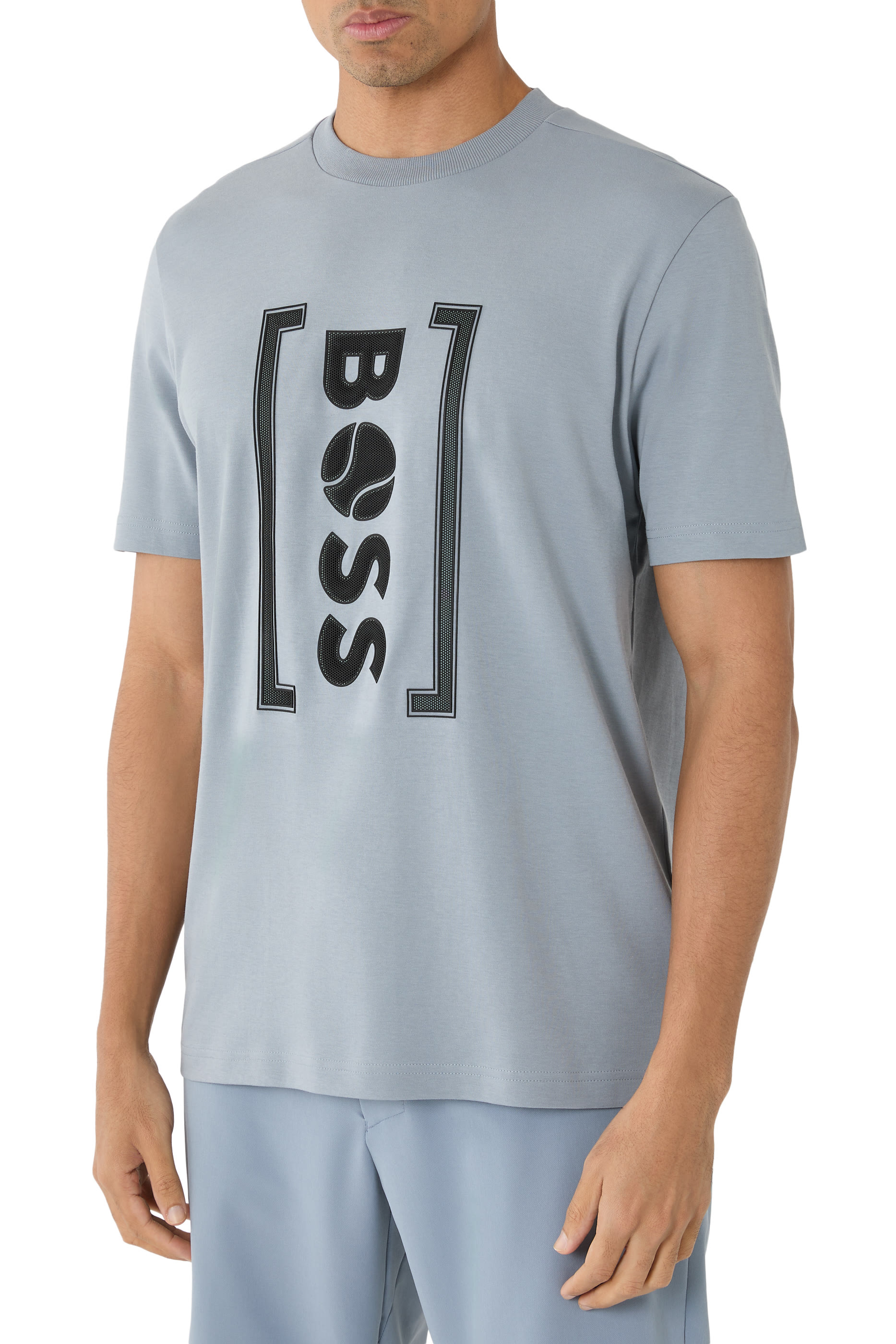 Relaxed-Fit T-Shirt with Tennis-Inspired Mesh-Print Logo