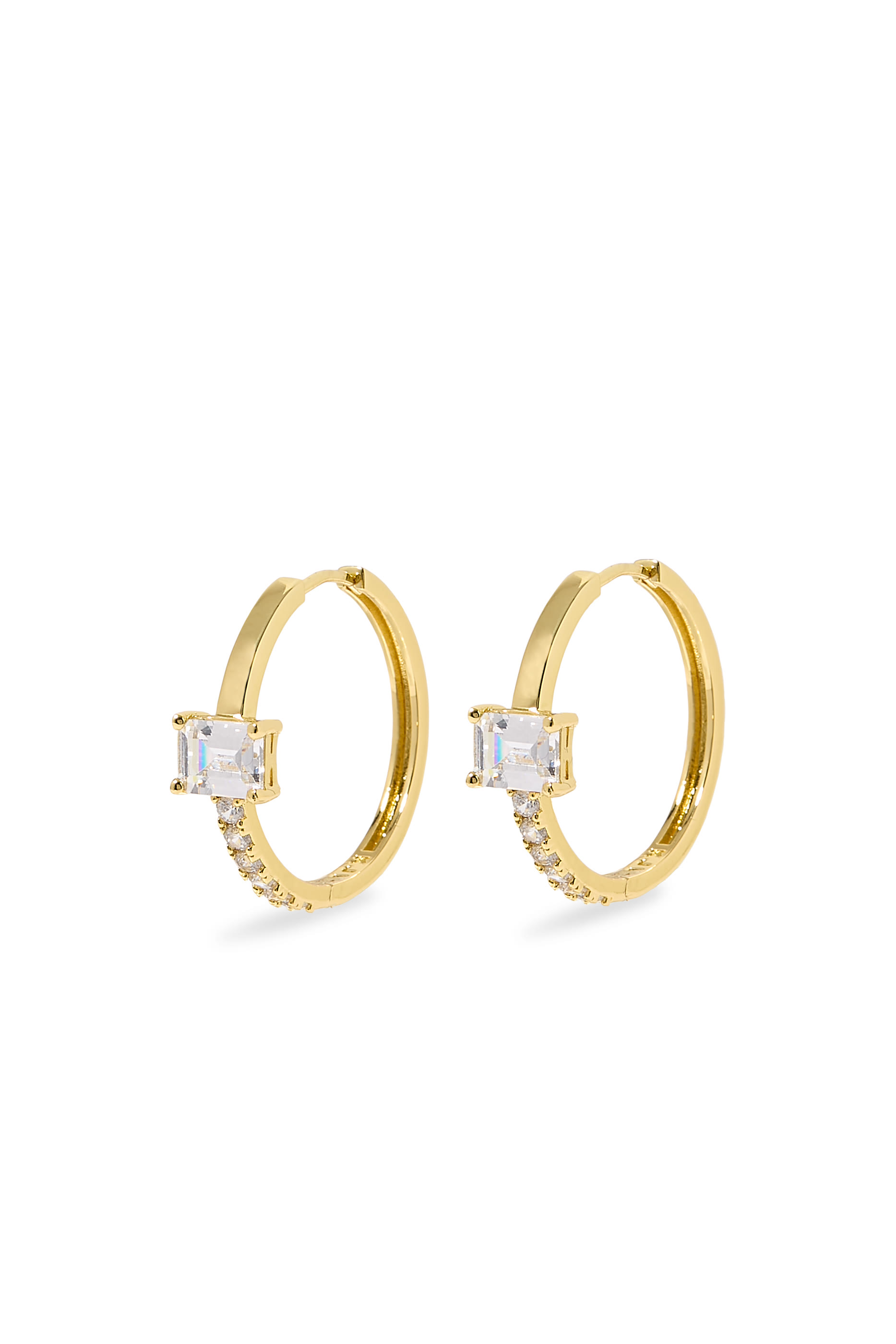 Small Hoops, Gold-Plated Brass & Cubic Zirconia
