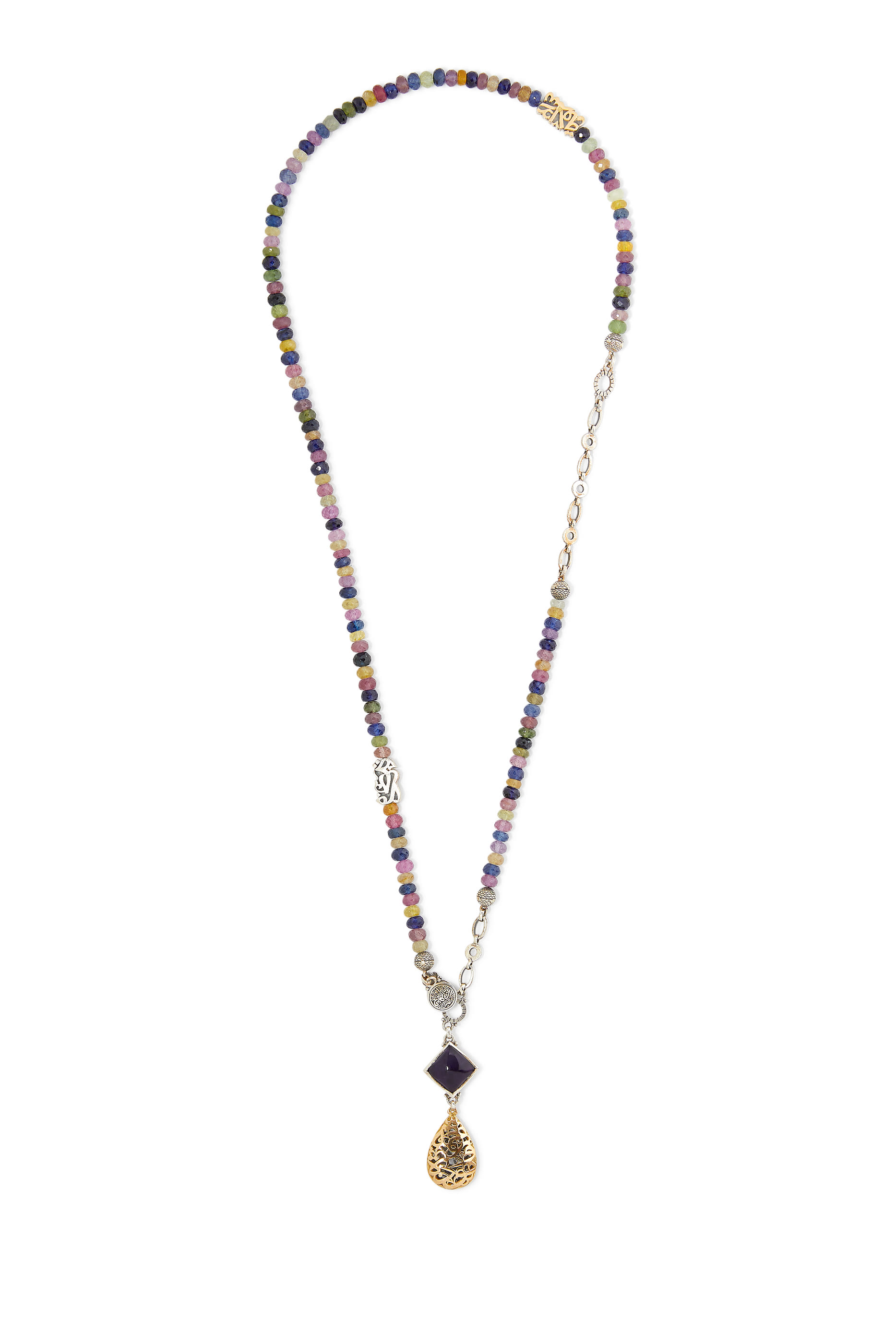 Nur Endearment Mercy Multi-Way Necklace, 18k Yellow Gold, Sterling Silver & Amethyst, Sapphire