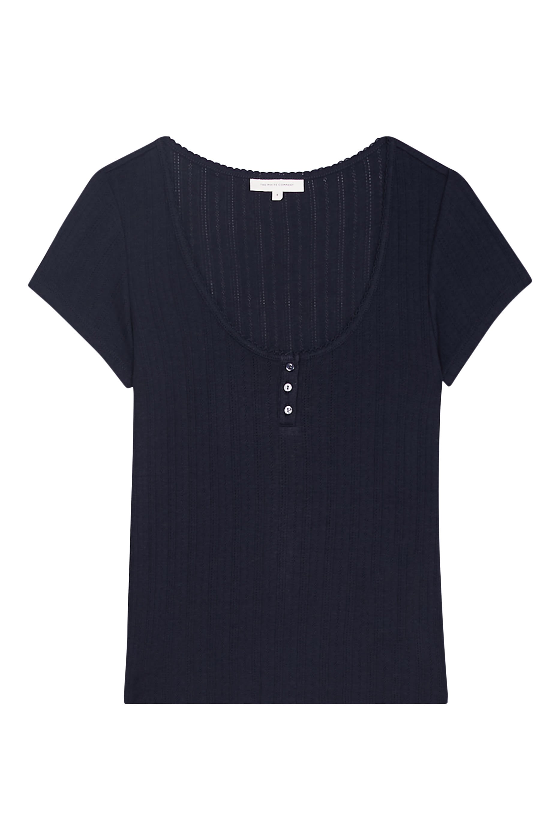  Pointelle Scoop Neck Pajama Top 