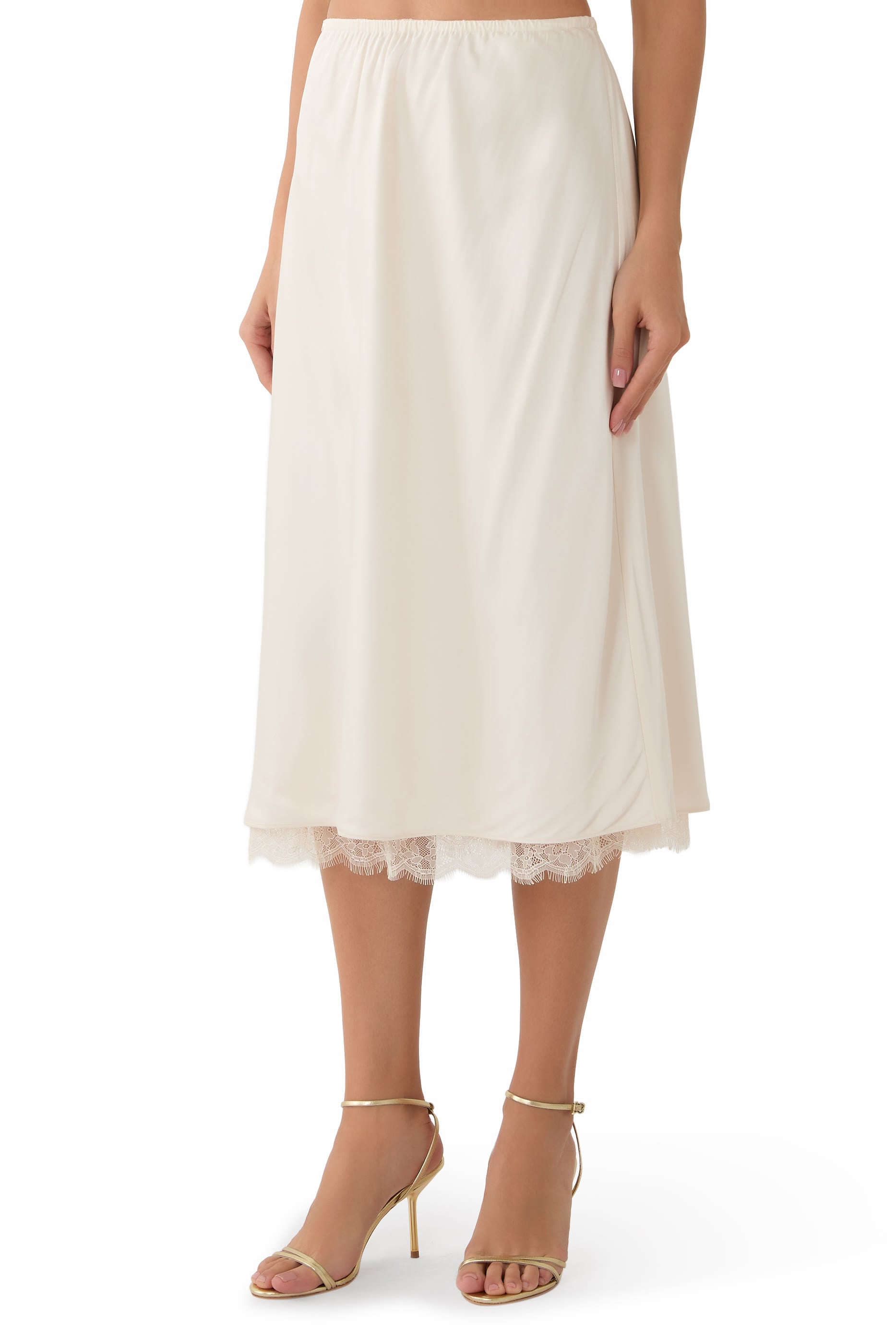 Pull On Slip Skirt with Lace Trim