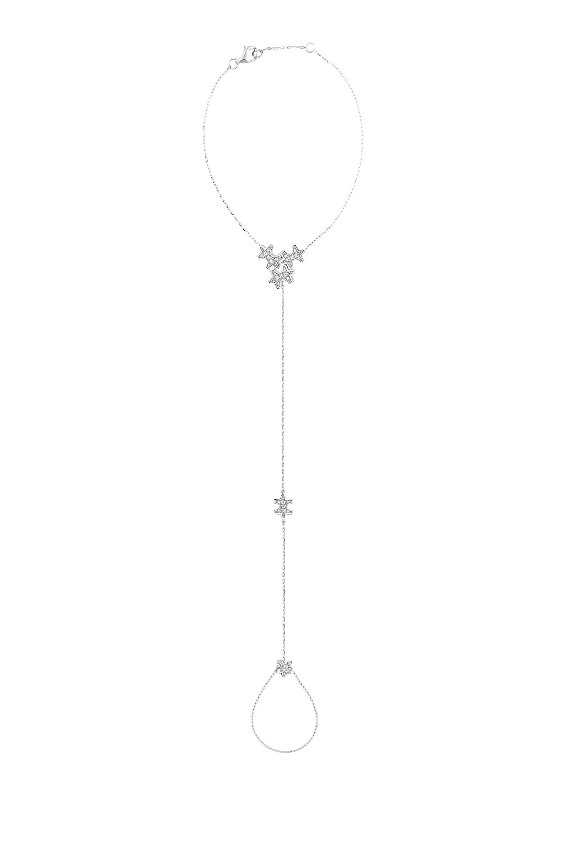  Full-Pav&eacute; Hand-Chain, 18K White Gold & Diamonds
