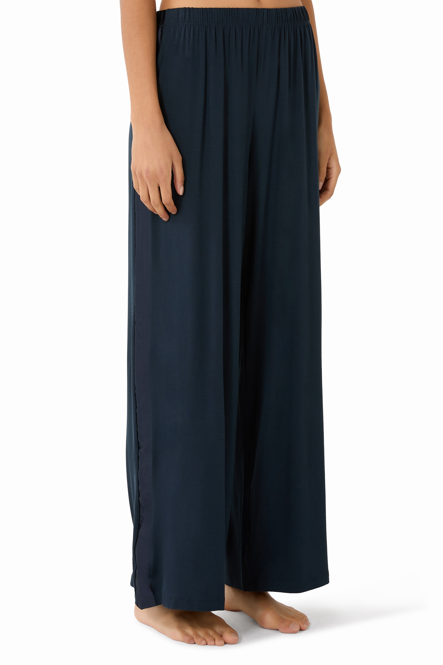 Jersey Satin Trim Pajama Set