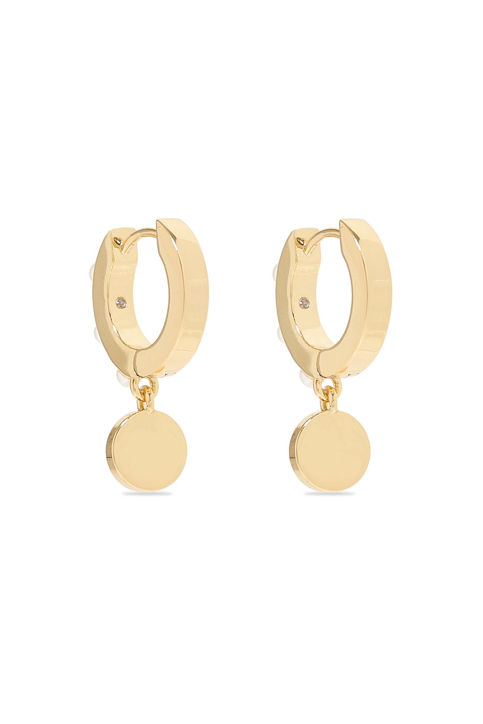 Drop Huggie Hoops, Brass & Cubic Zirconia