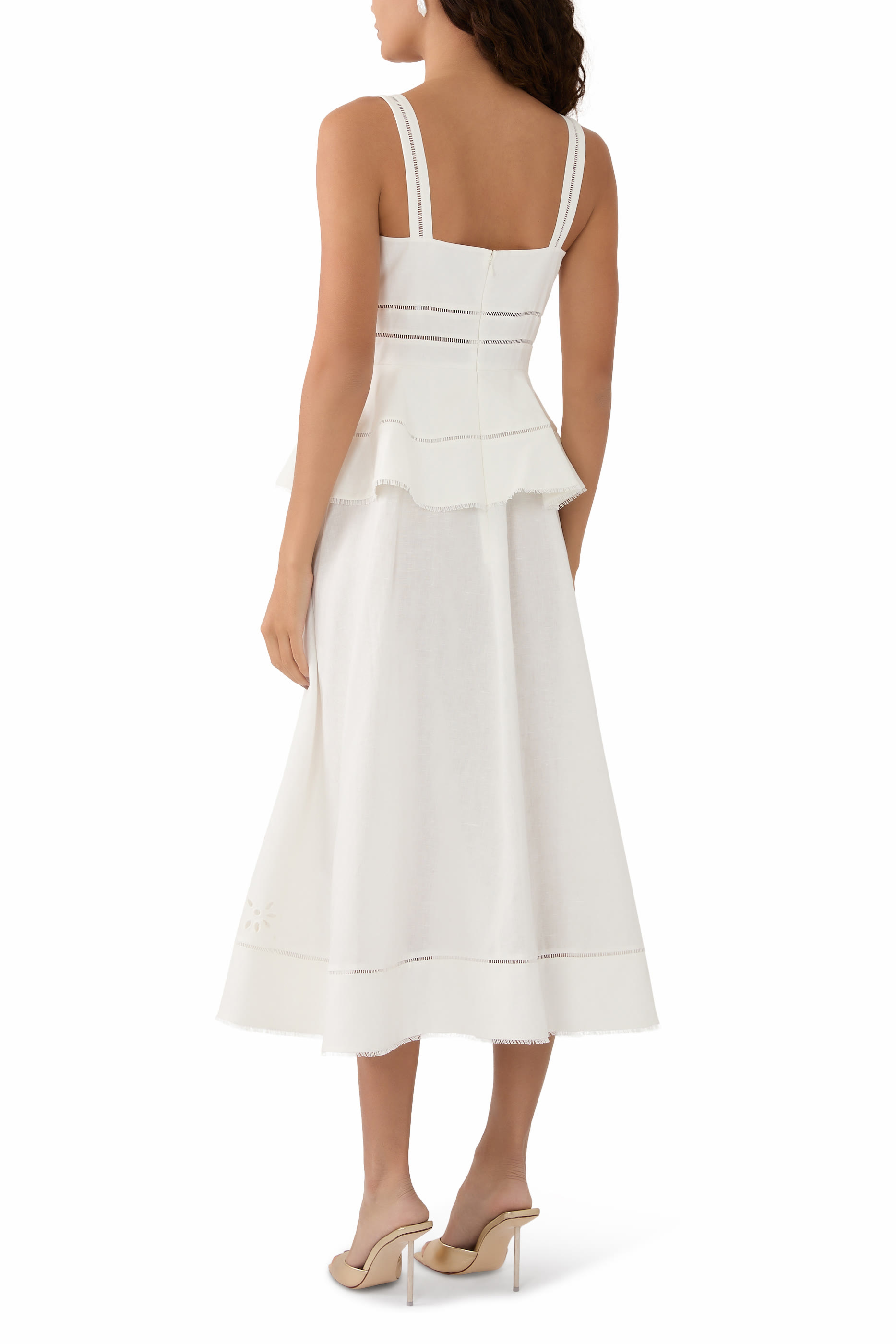 Linen Peplum Midi Dress