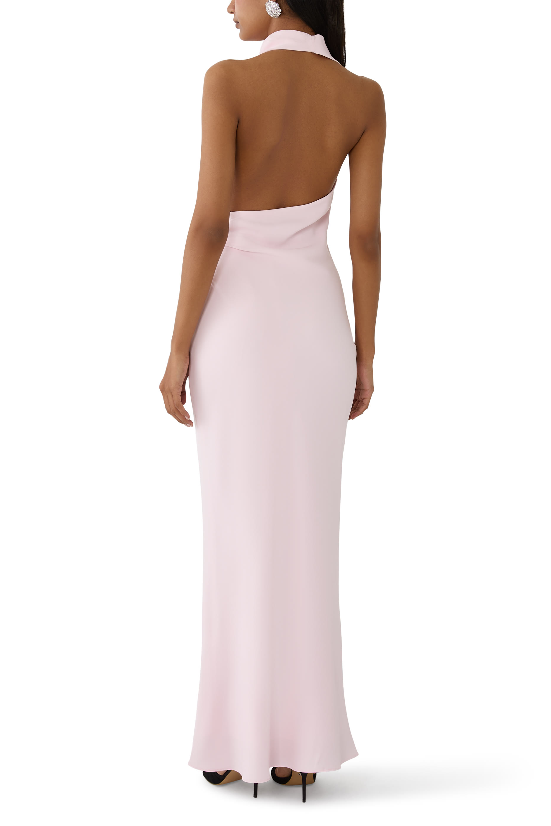 Crepe Halter Neck Maxi Dress