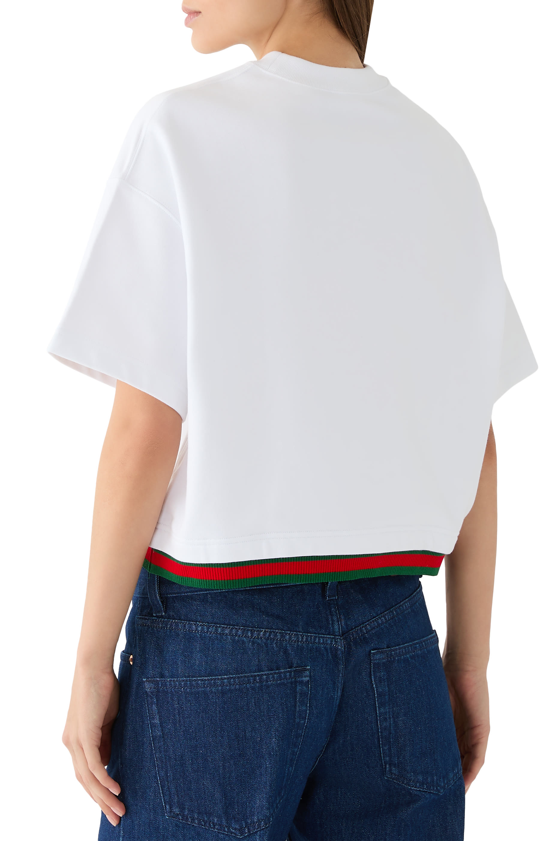 Cropped Cotton Jersey Top with Web