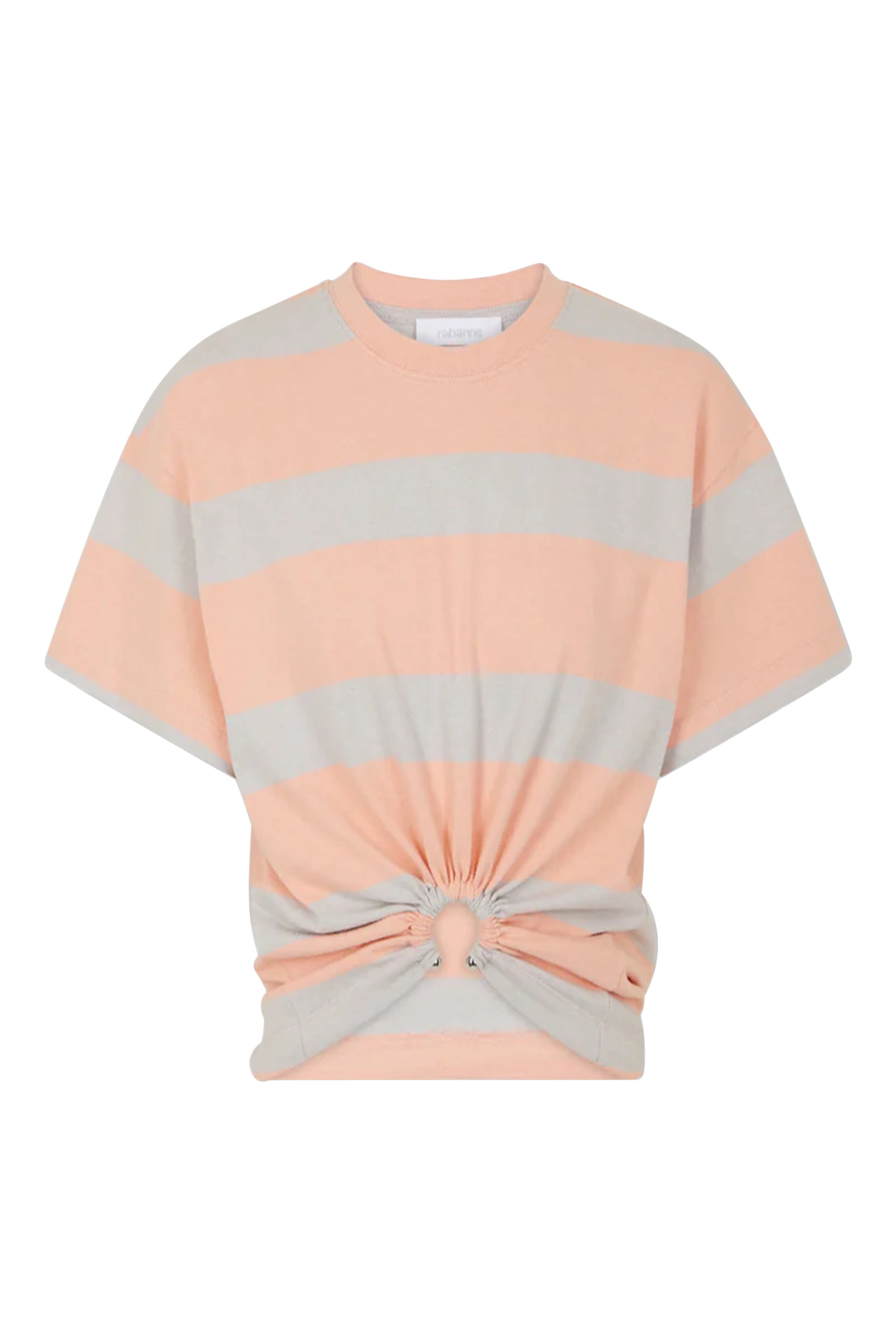Striped T-Shirt with Piercing in Cotton Jersey