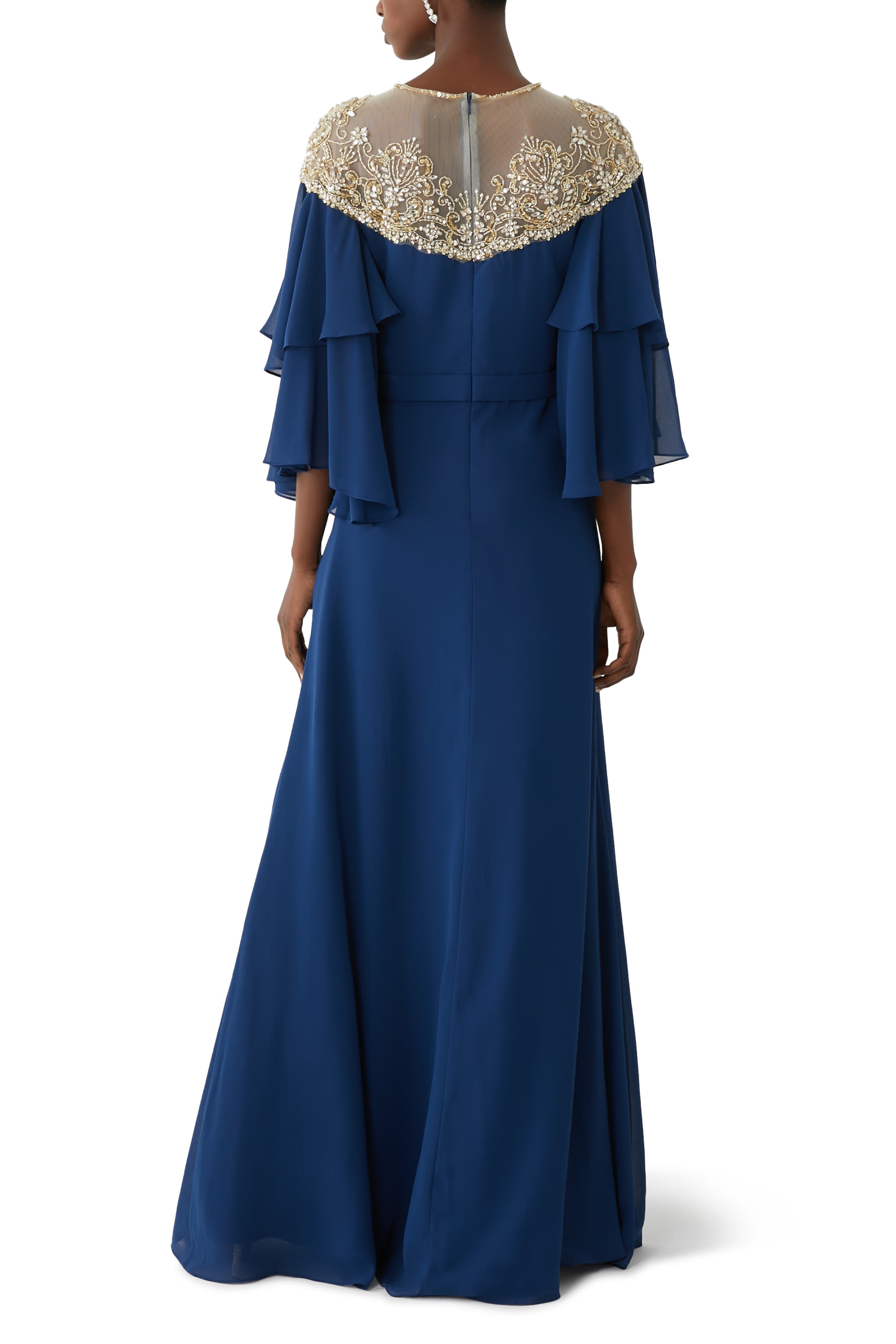 Embellished Ruffled Gown