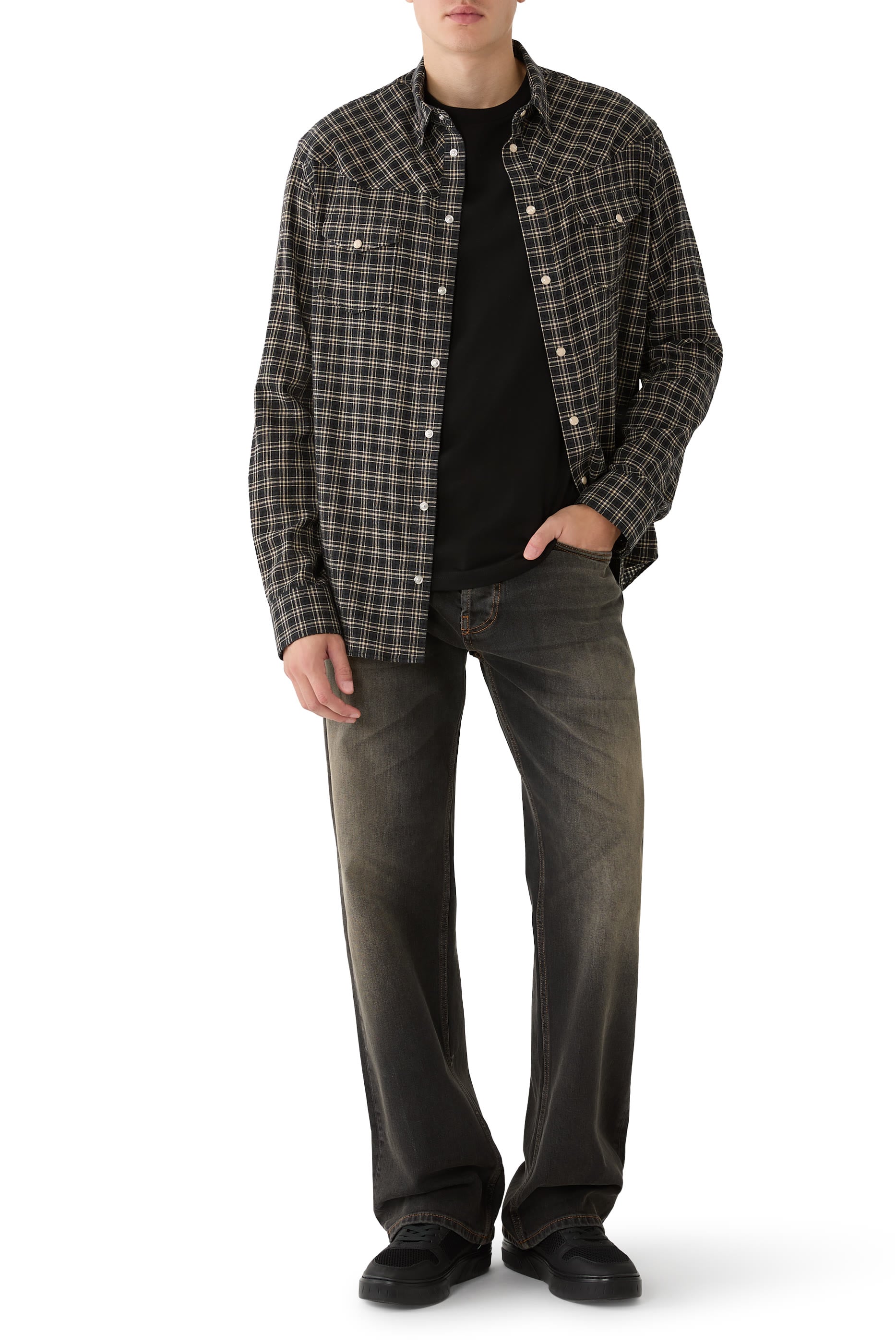Faded Effect 5-Pocket Jeans