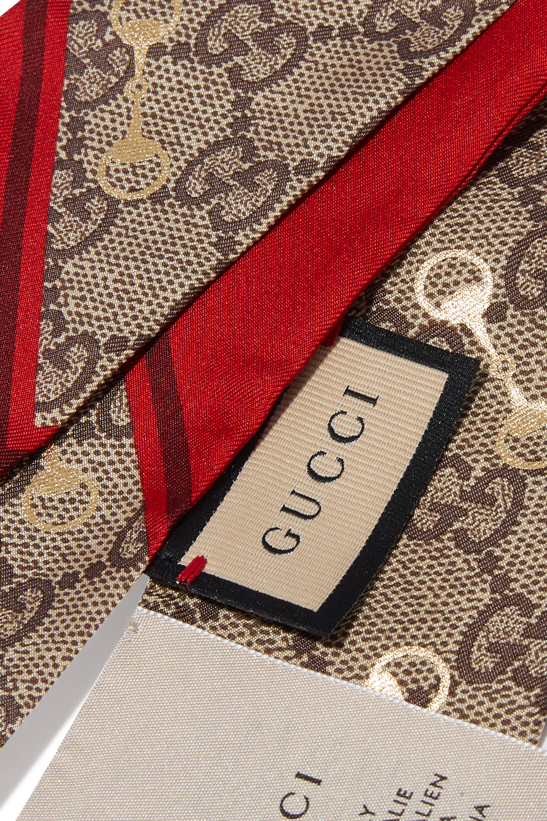 GG Print with Horsebit Silk Neck Bow