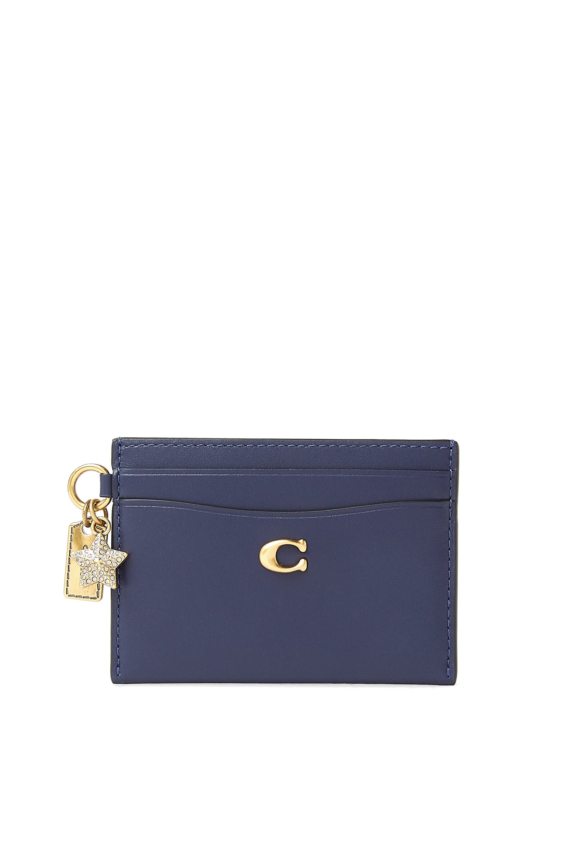 Refined Calf Leather Essential Card Case With Charm