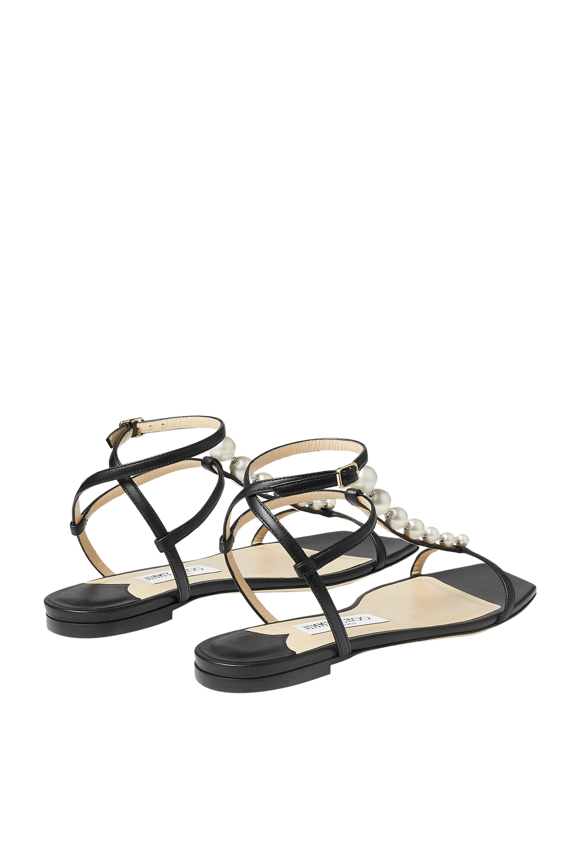 Amari Pearl-Embellished Leather Sandals