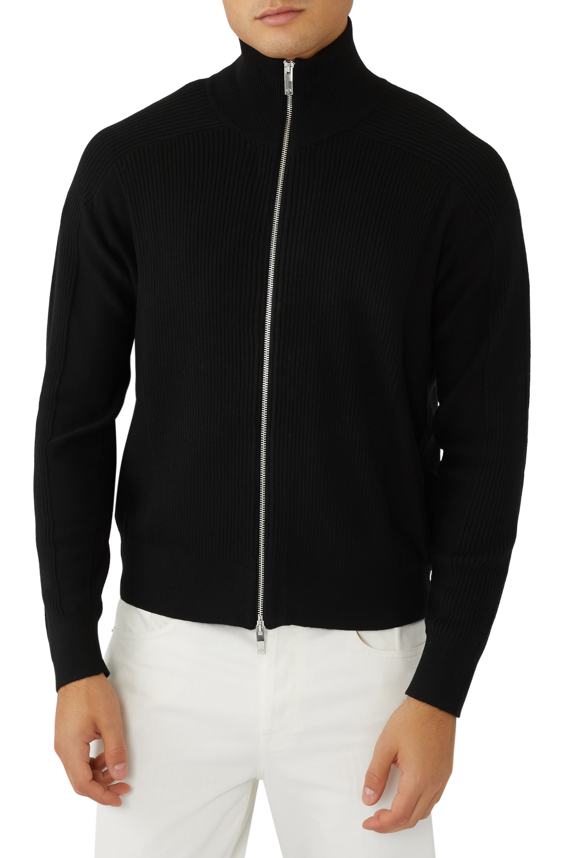 Grid Zip-Through Cardigan