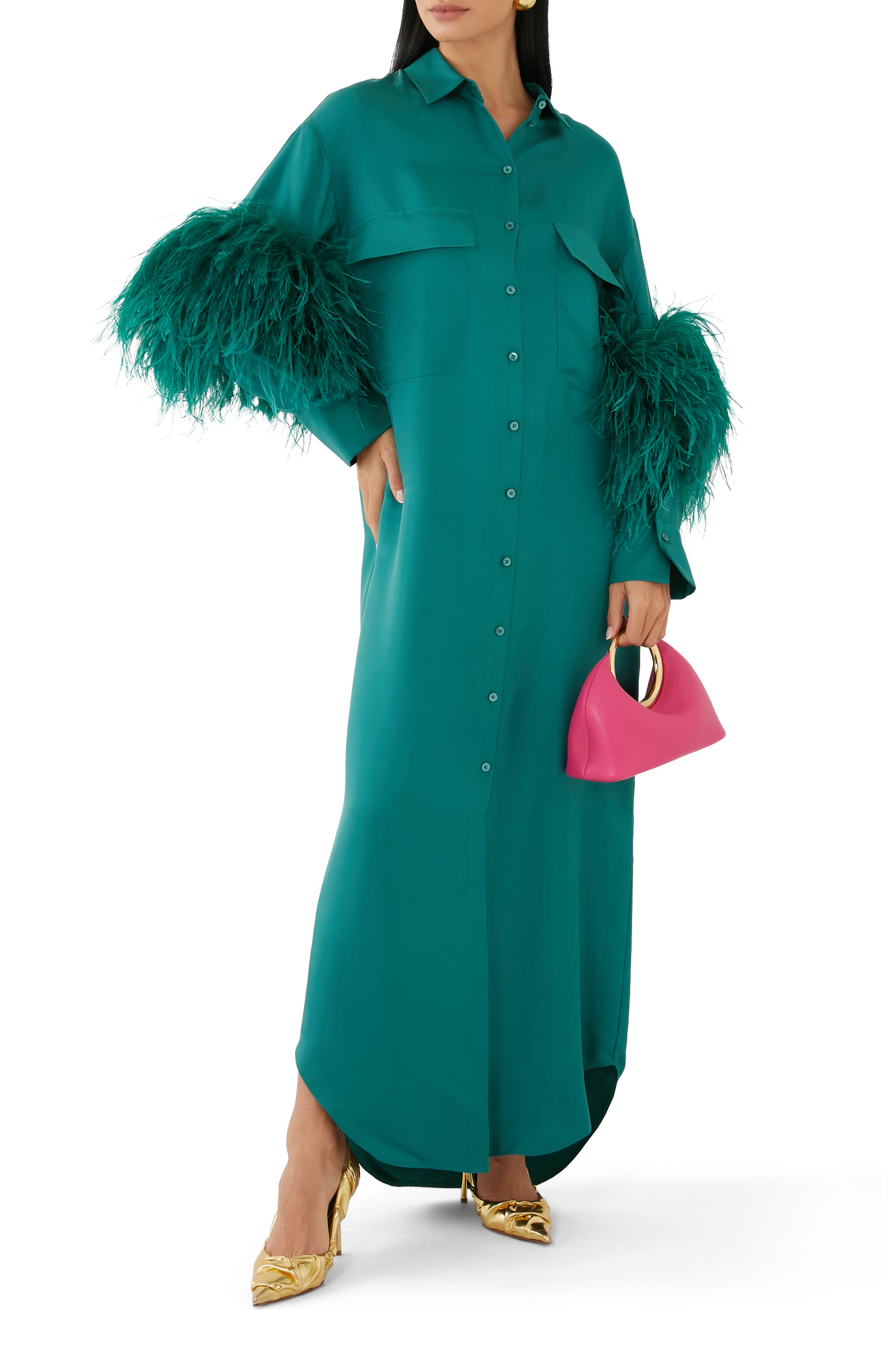 Button Down Feather Dress