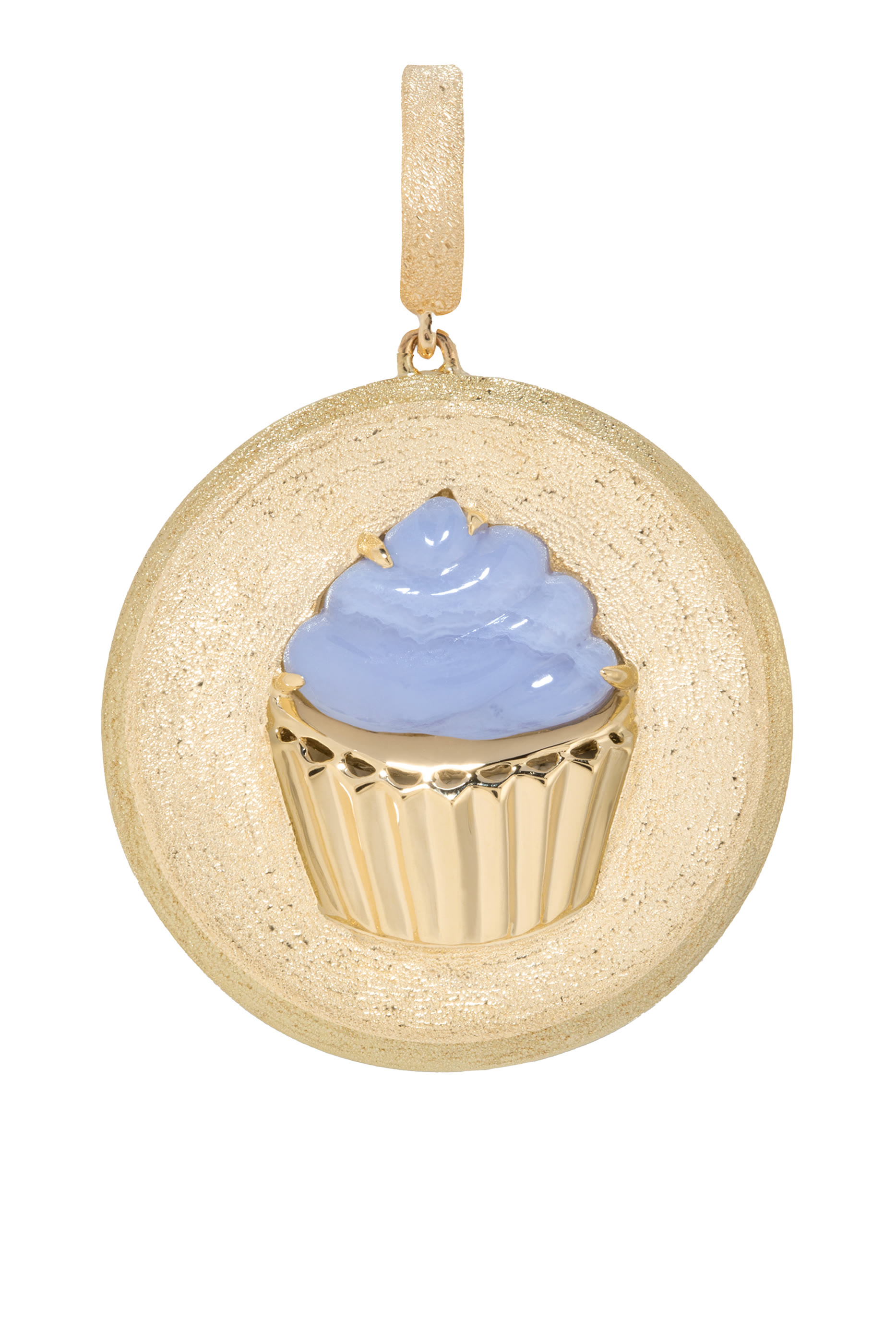  Cupcake Sands Charm, 18K Yellow Gold & Blue Agate 