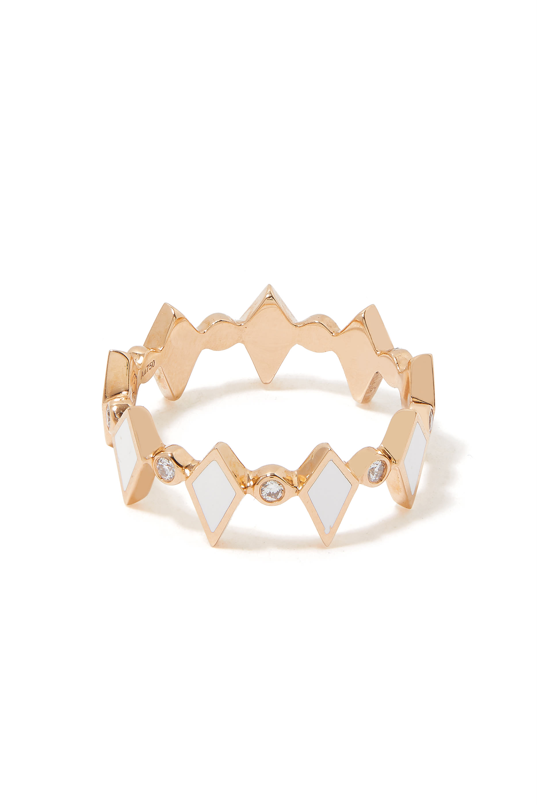 Morocco Mosaic Ring, 18k Pink Gold & Diamonds, Enamel