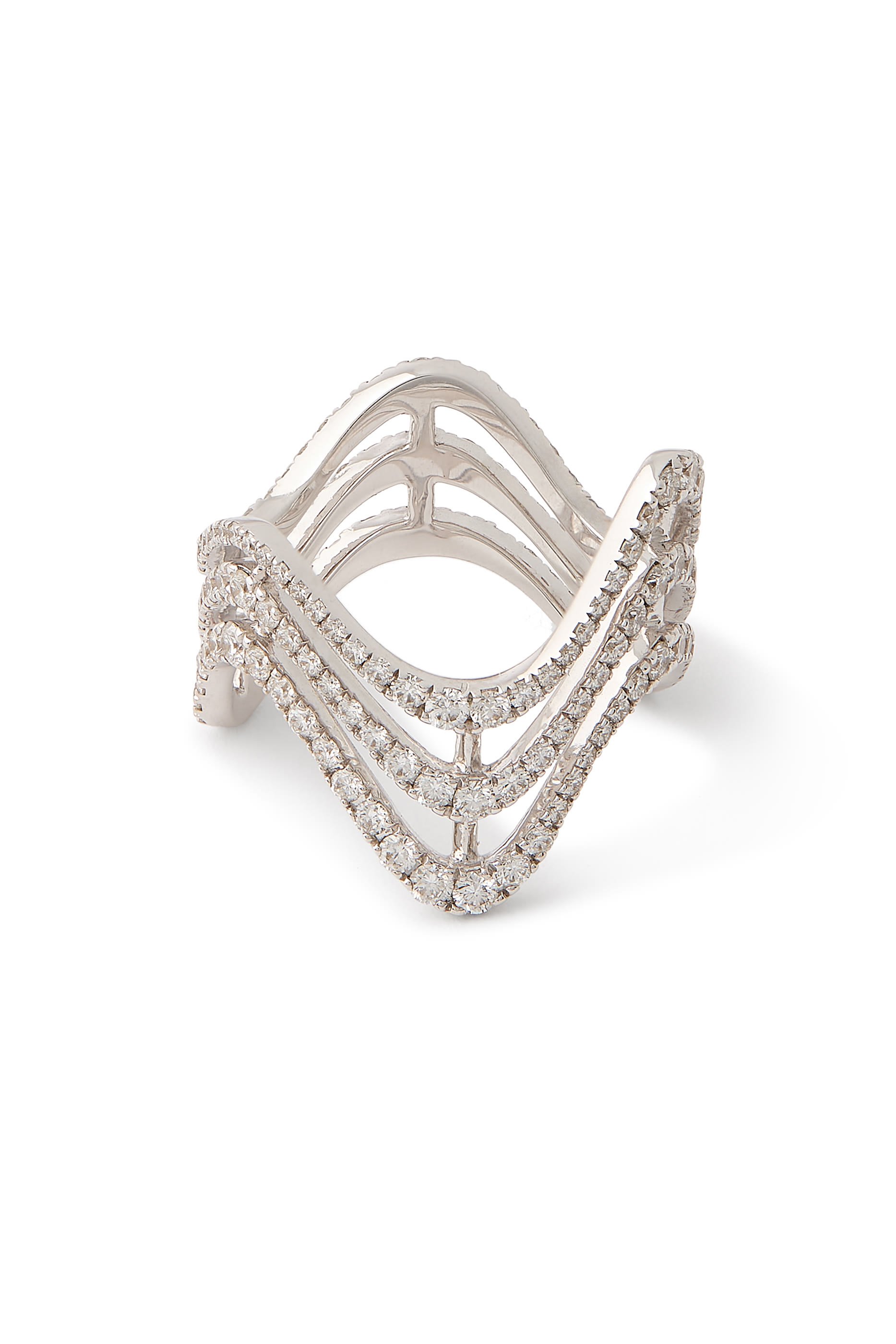 Tidal Wave Ring, 18K White Gold & Diamonds
