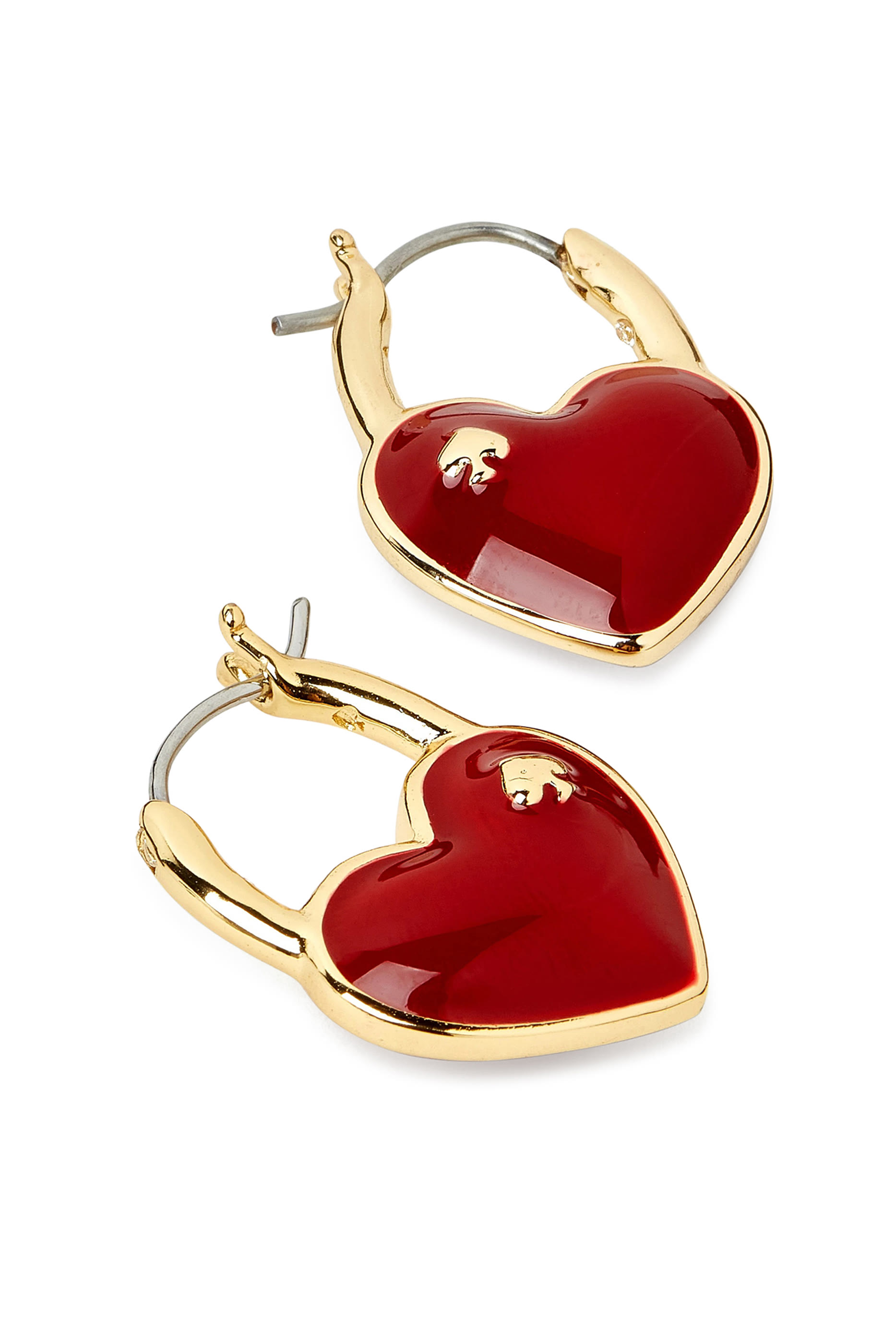 Heart Spade Huggies, Stainless Steel Posts & Enamel