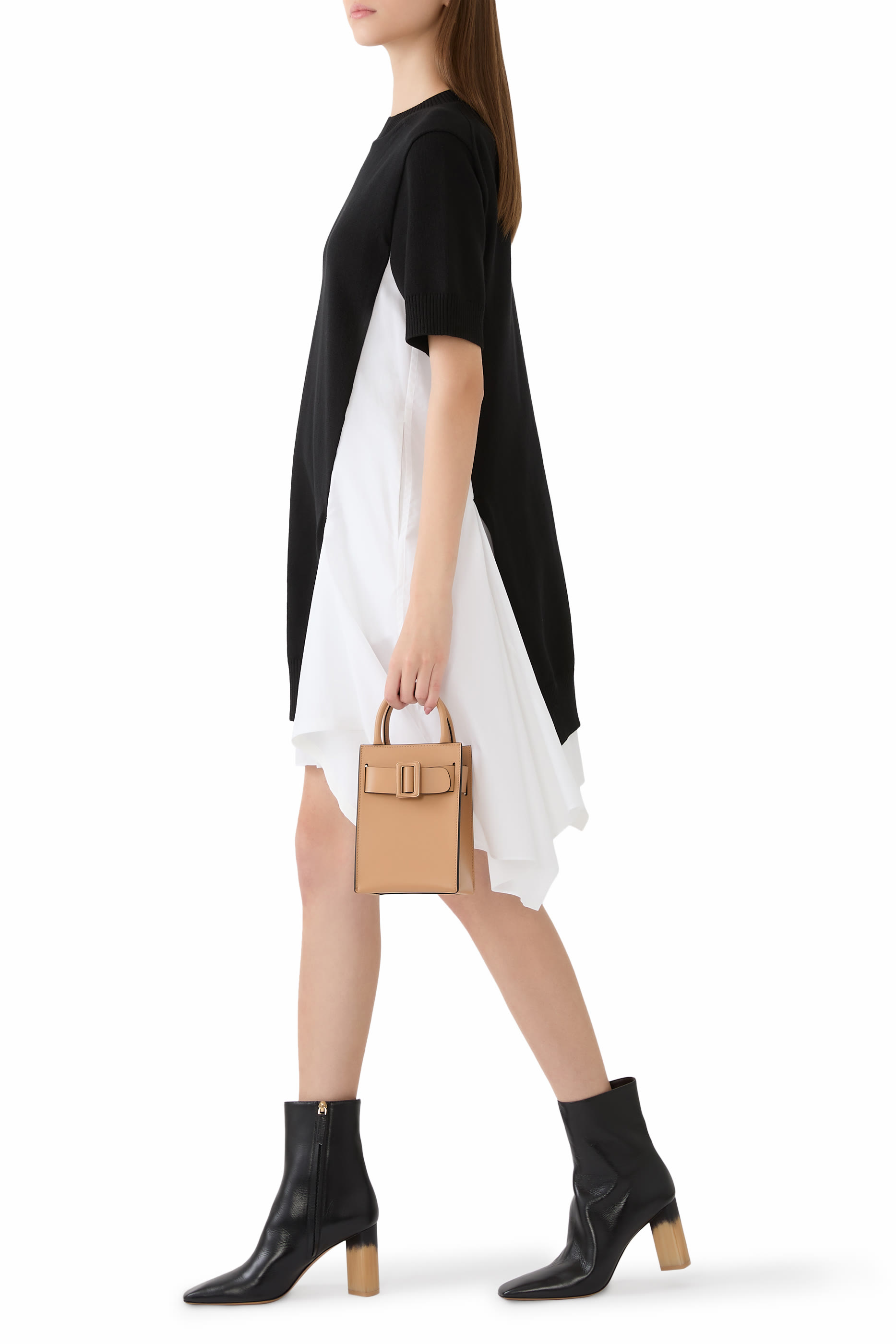 Cotton Poplin x Knit Dress