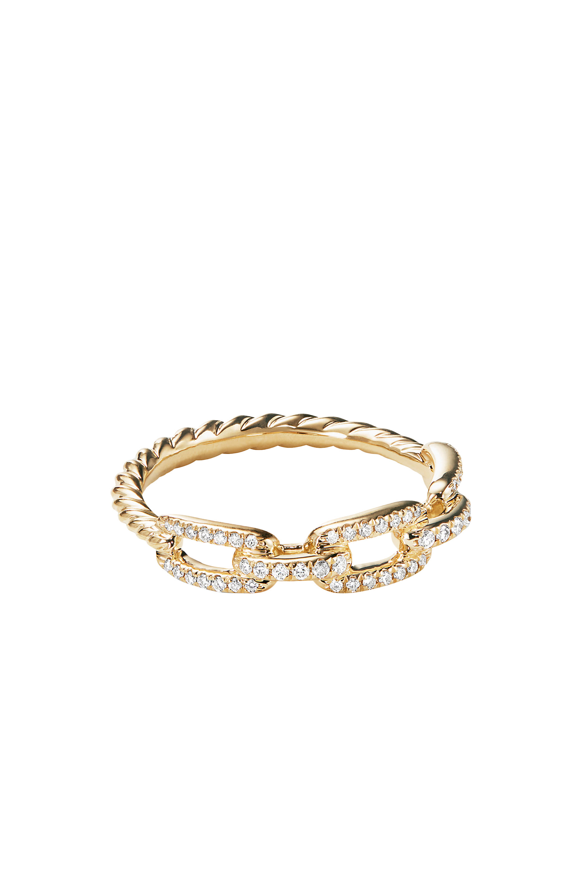 Stax Chain Link Ring, 18k Yellow Gold & Diamonds